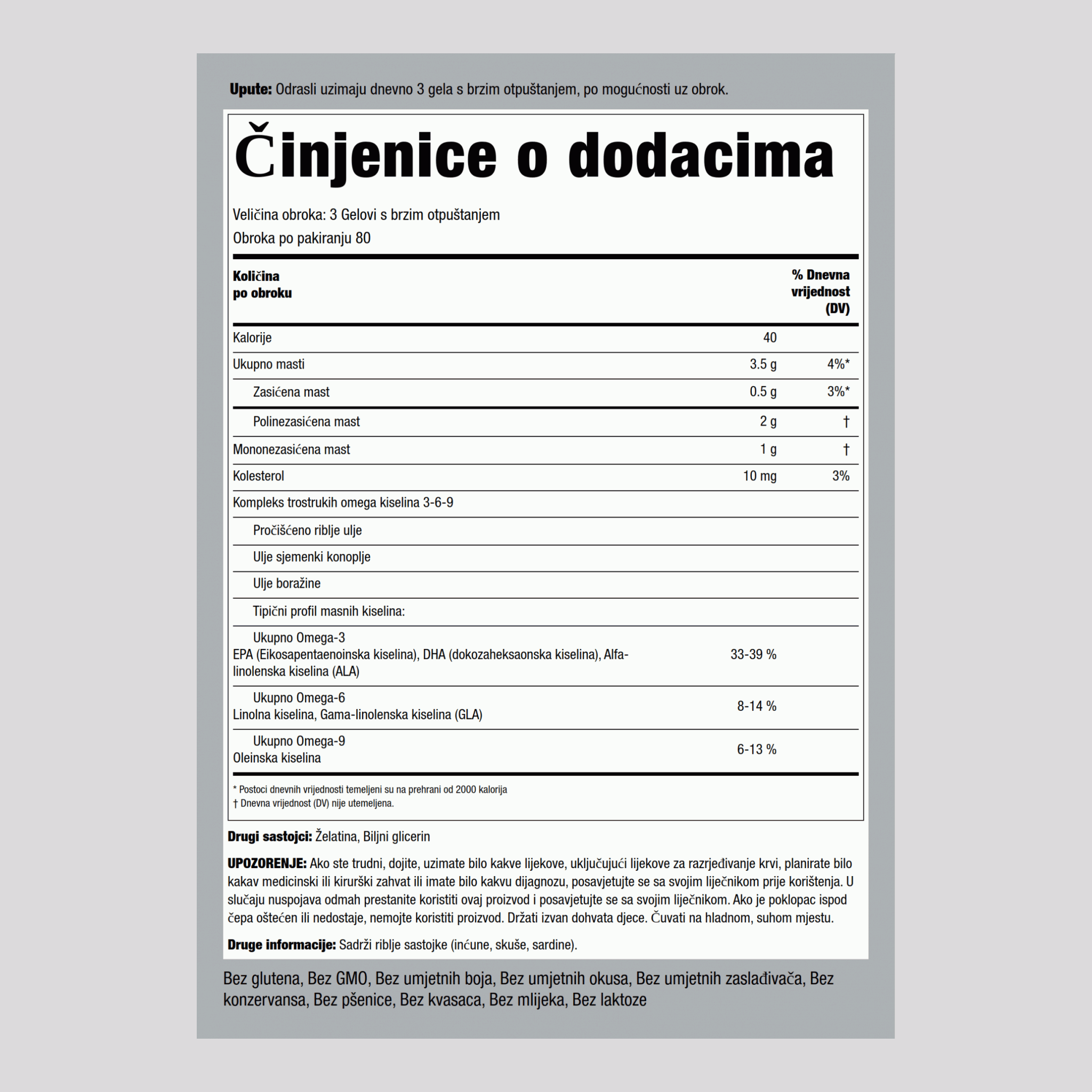 Multi Omega 3-6-9 riba, lan i boražina 240 Gelovi s brzim otpuštanjem       