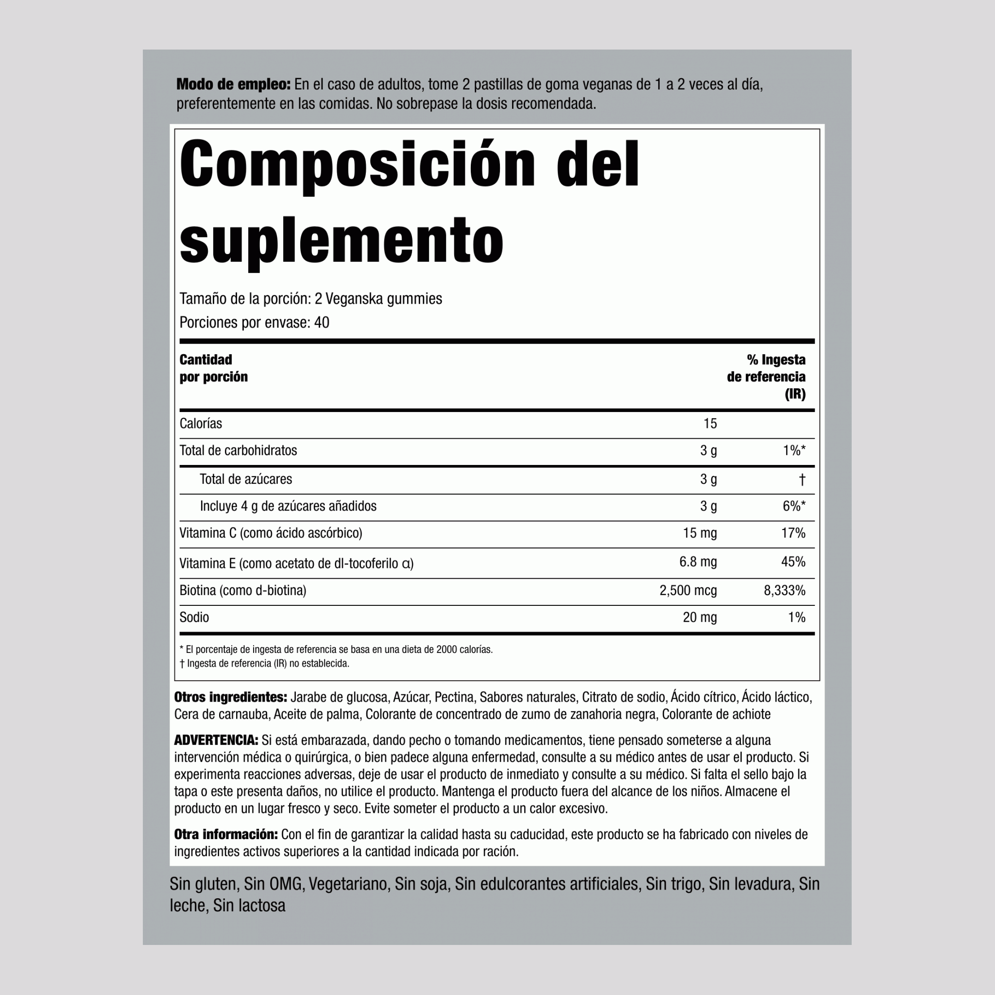 Cabello, Piel y Uñas (Delicioso Fruto), 80 Gomitas Veganas