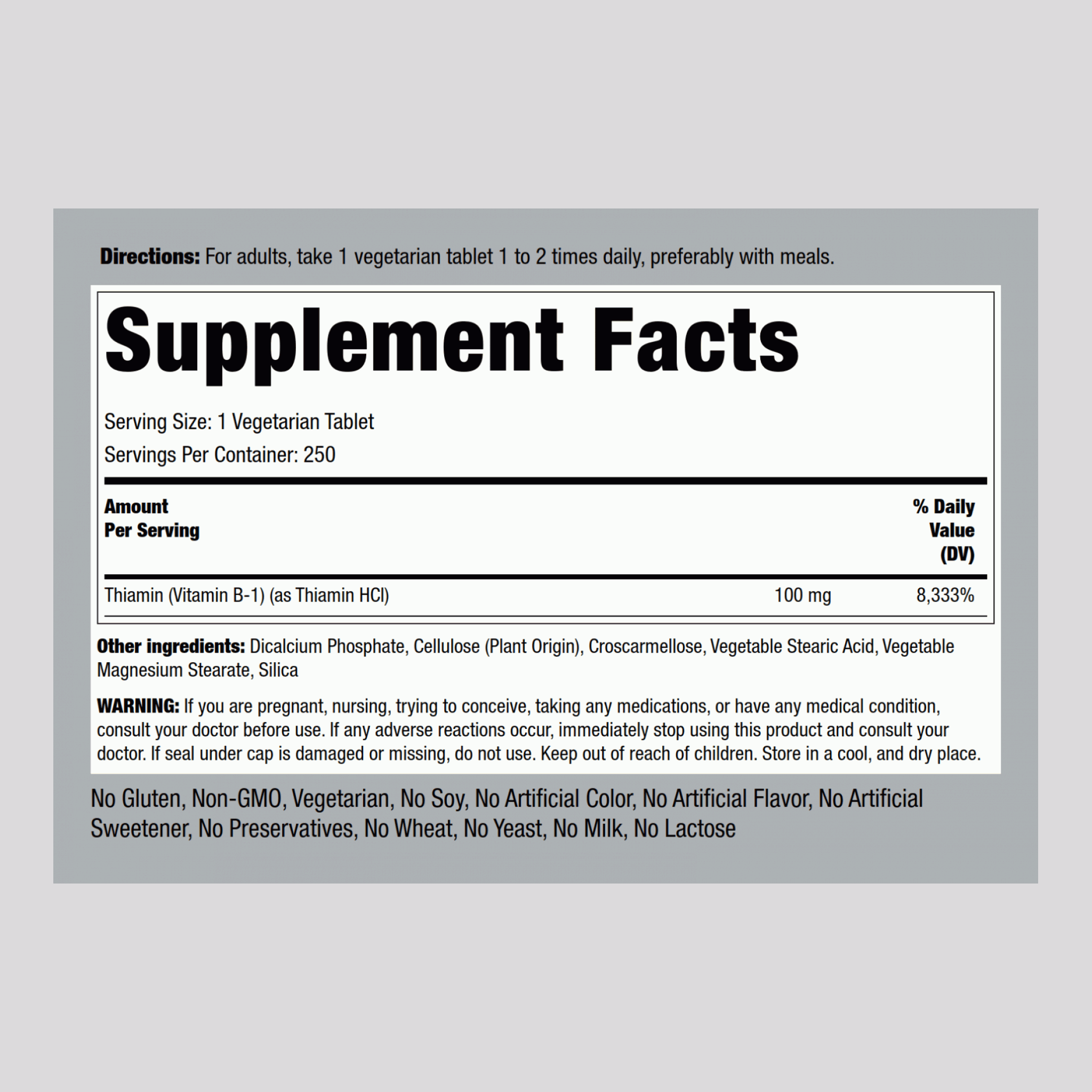 維生素B1 （硫胺素）  100 mg 250 錠劑 2 瓶子