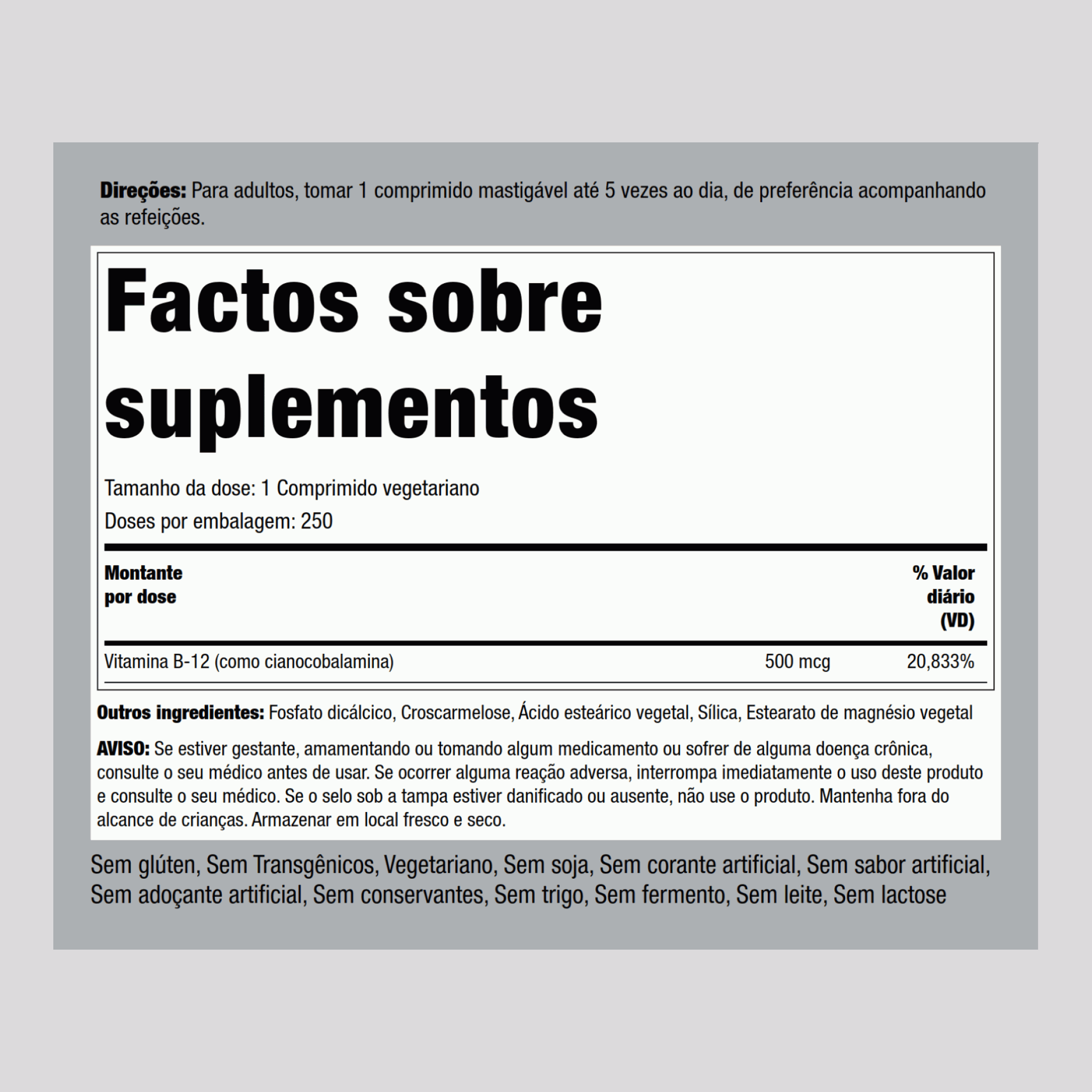 B12  500 mcg 250 Comprimidos     