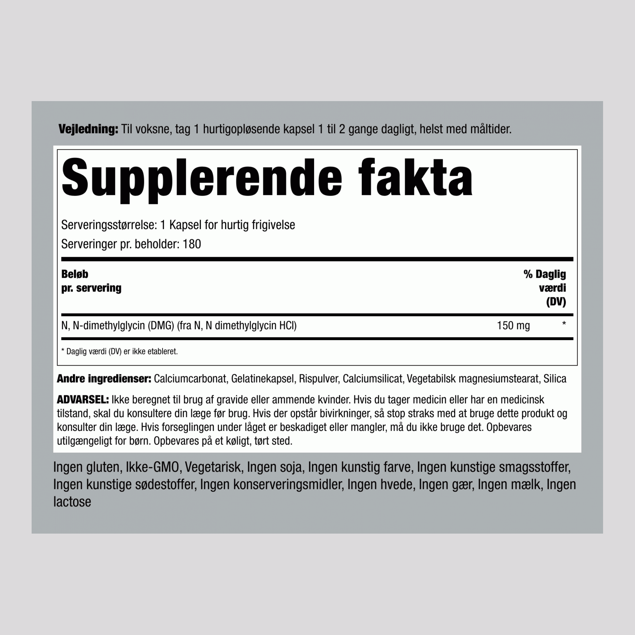 DMG (B-15), 150 mg, 180 Hurtigfrigivelseskapsler