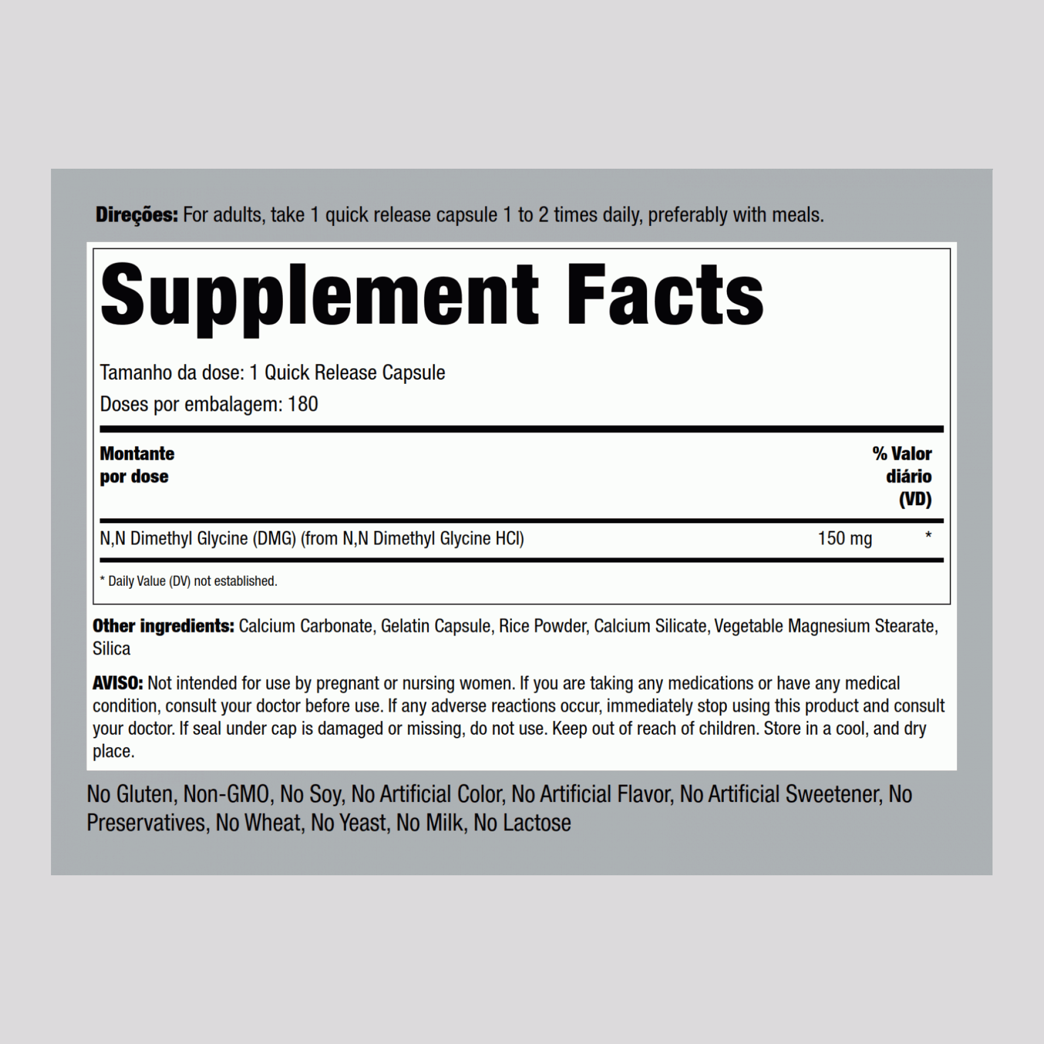 Pangamato de cálcio (B15) (DMG) 150 mg 180 Comprimidos vegetarianos     
