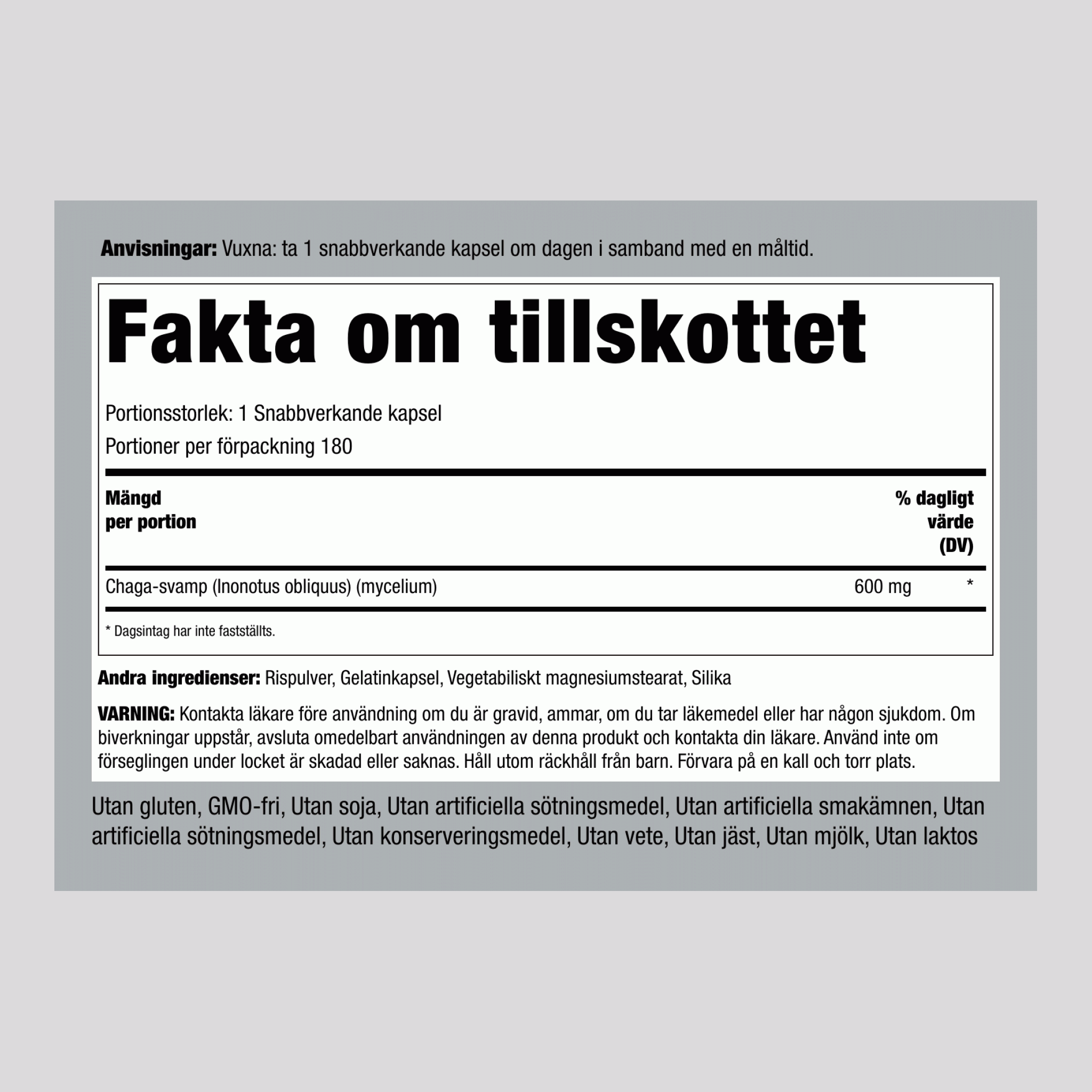 Chaga goba  600 mg 180 Kapsule s hitrim sproščanjem 2 Steklenice  