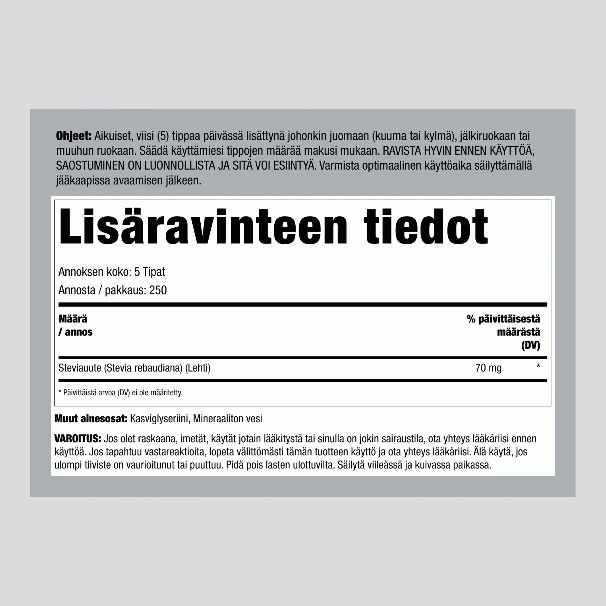 Stevia-makeutusneste 2 fl oz 59 ml Pipettipullo    