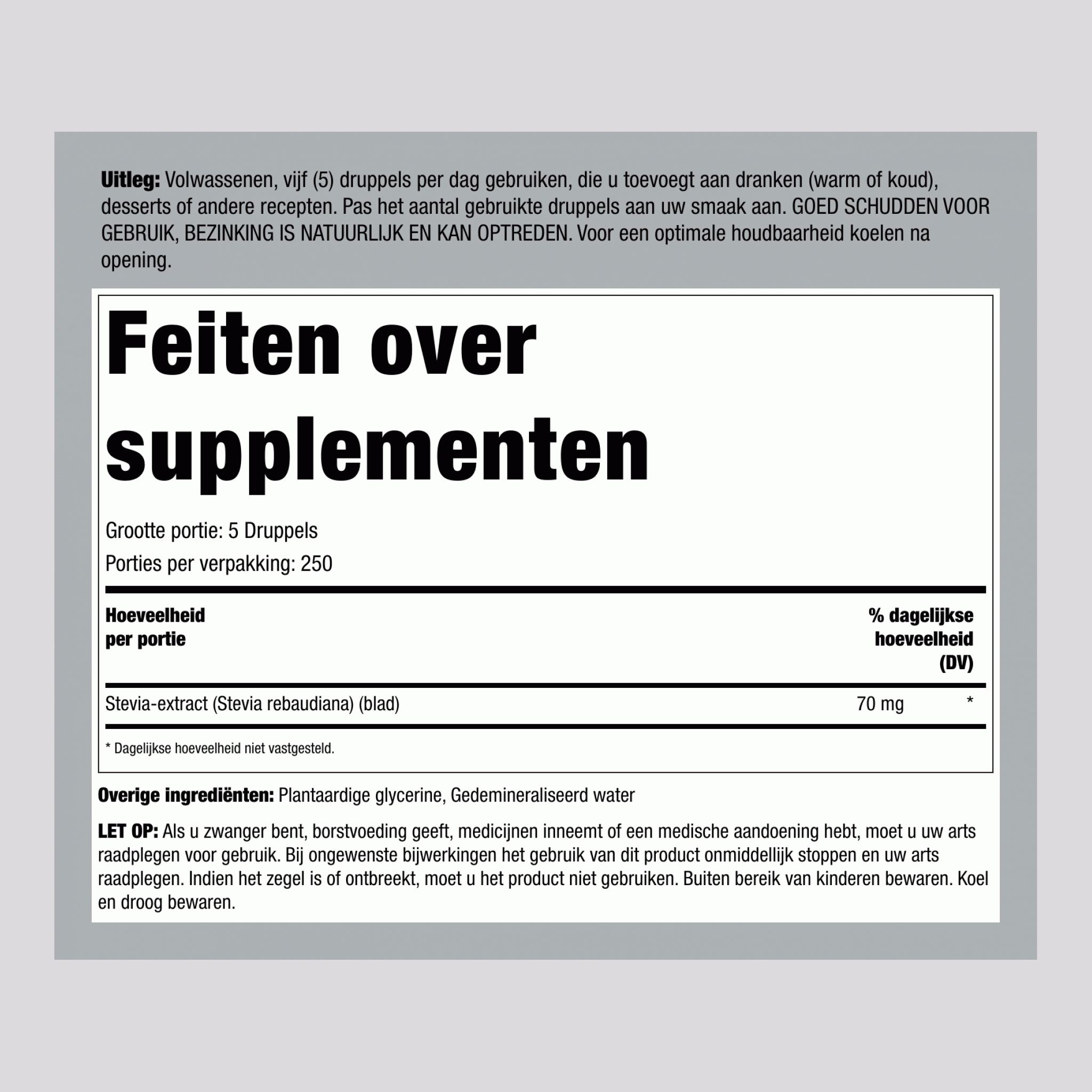 Stevia-zoetstof, vloeibaar 2 fl oz 59 mL Druppelfles    