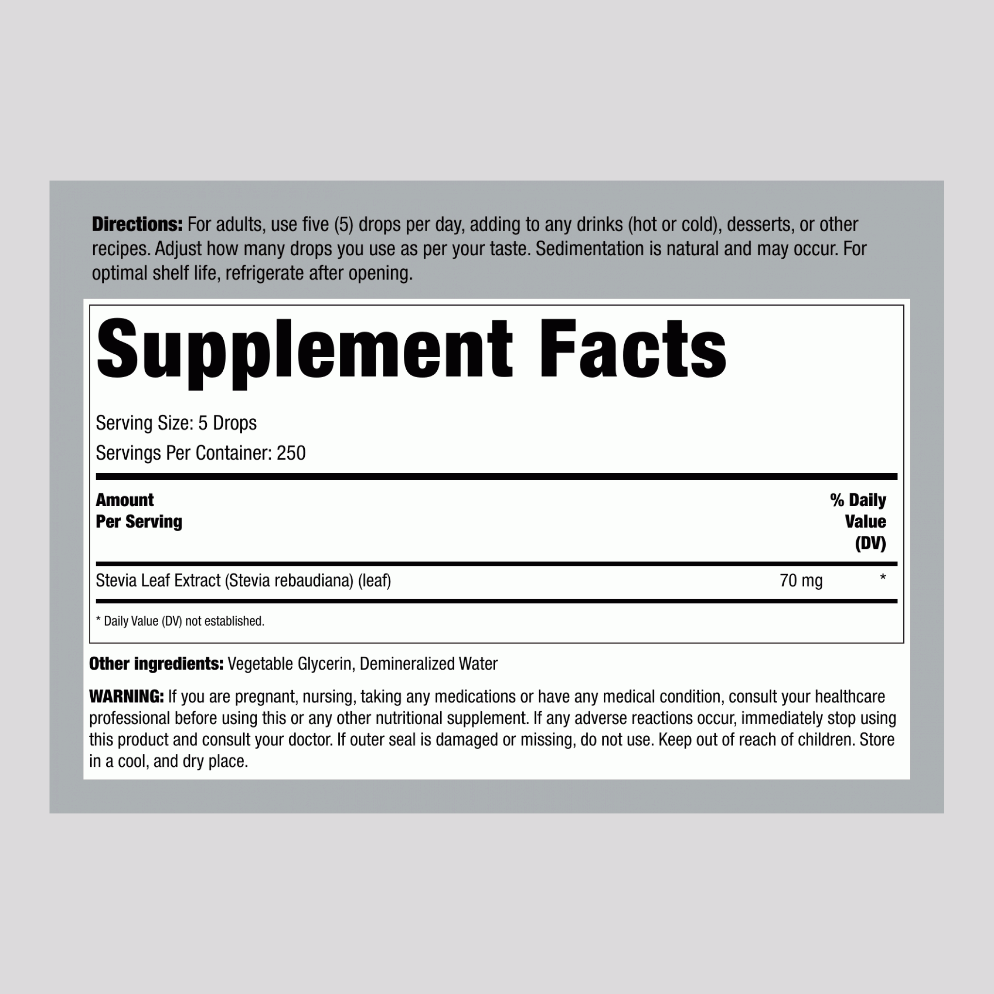 甜葉菊液       2 fl oz (59 毫升) 滴管瓶 2 滴管瓶    