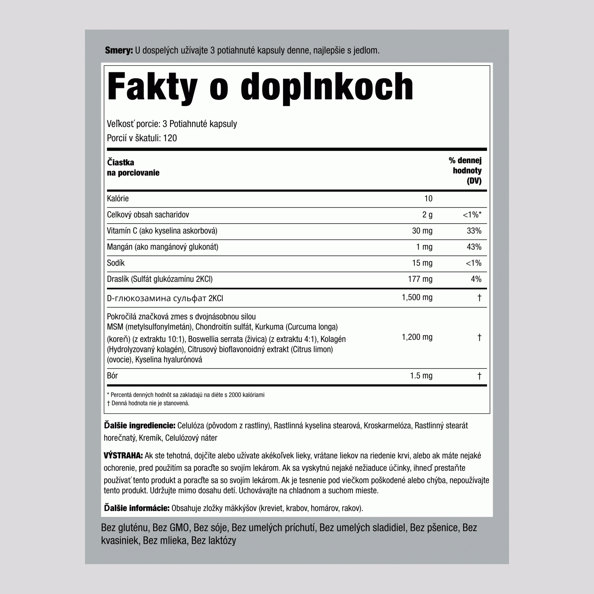 Rozšírená dvojitá sila glukozamín chondroitín MSM Plus Kurkuma 360 Potiahnuté kapsuly       