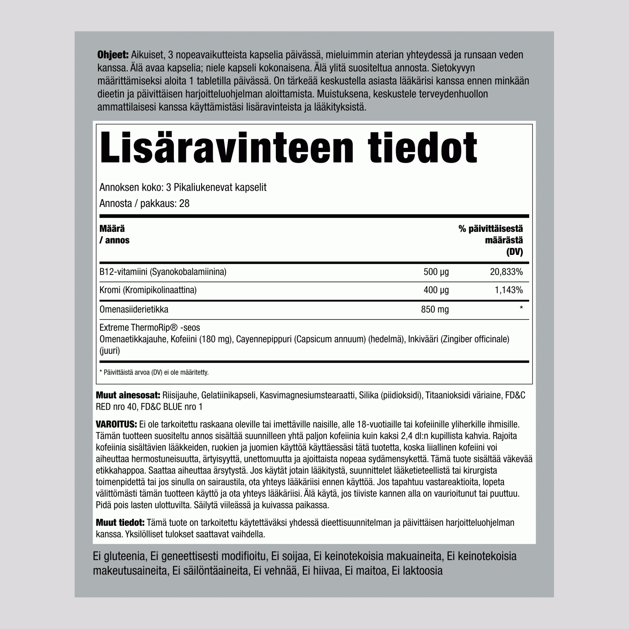 Omenaviinietikkadieetti 84 Pikaliukenevat kapselit       