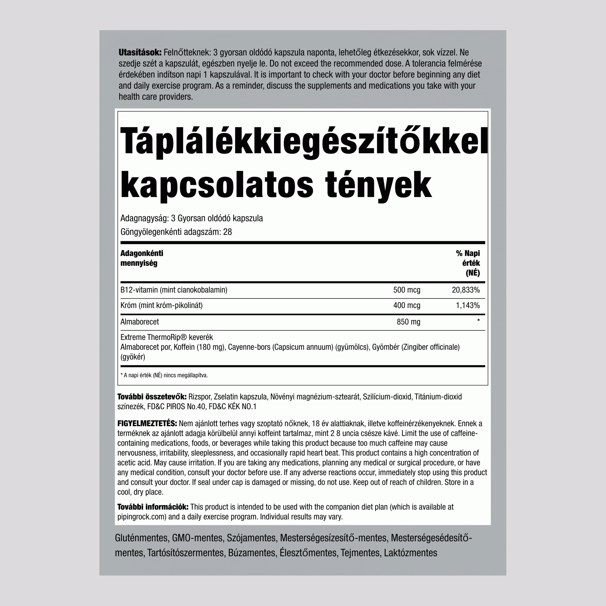 Almaborecetes diéta,  84 Gyorsan oldódó kapszula 2 Palackok