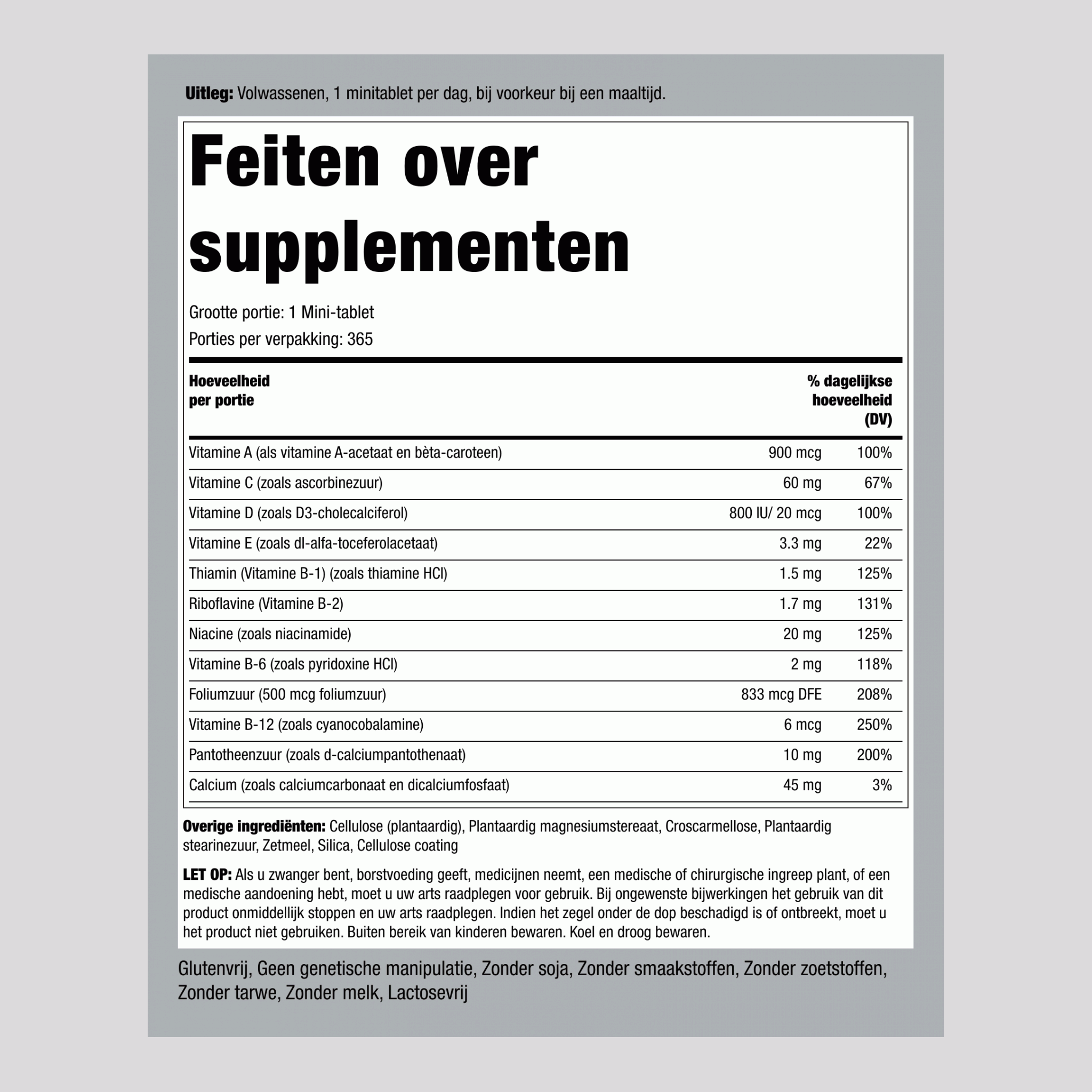Eenmaal daags etherisch multi 365 Gecoate tabletten       