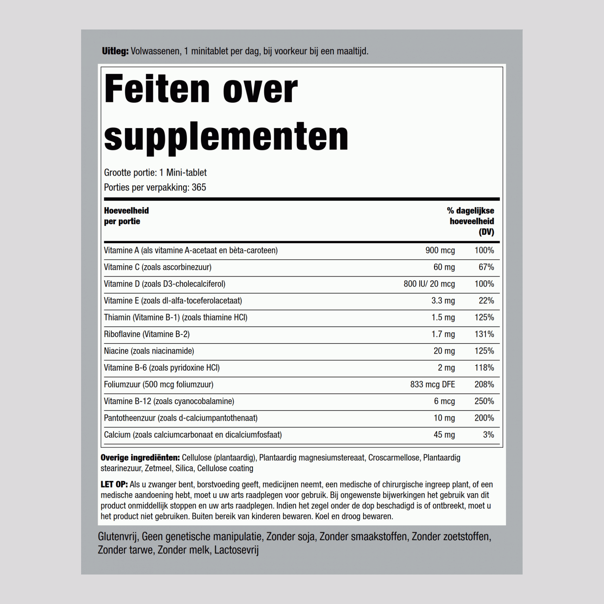 Eenmaal daags etherisch multi 365 Gecoate tabletten       