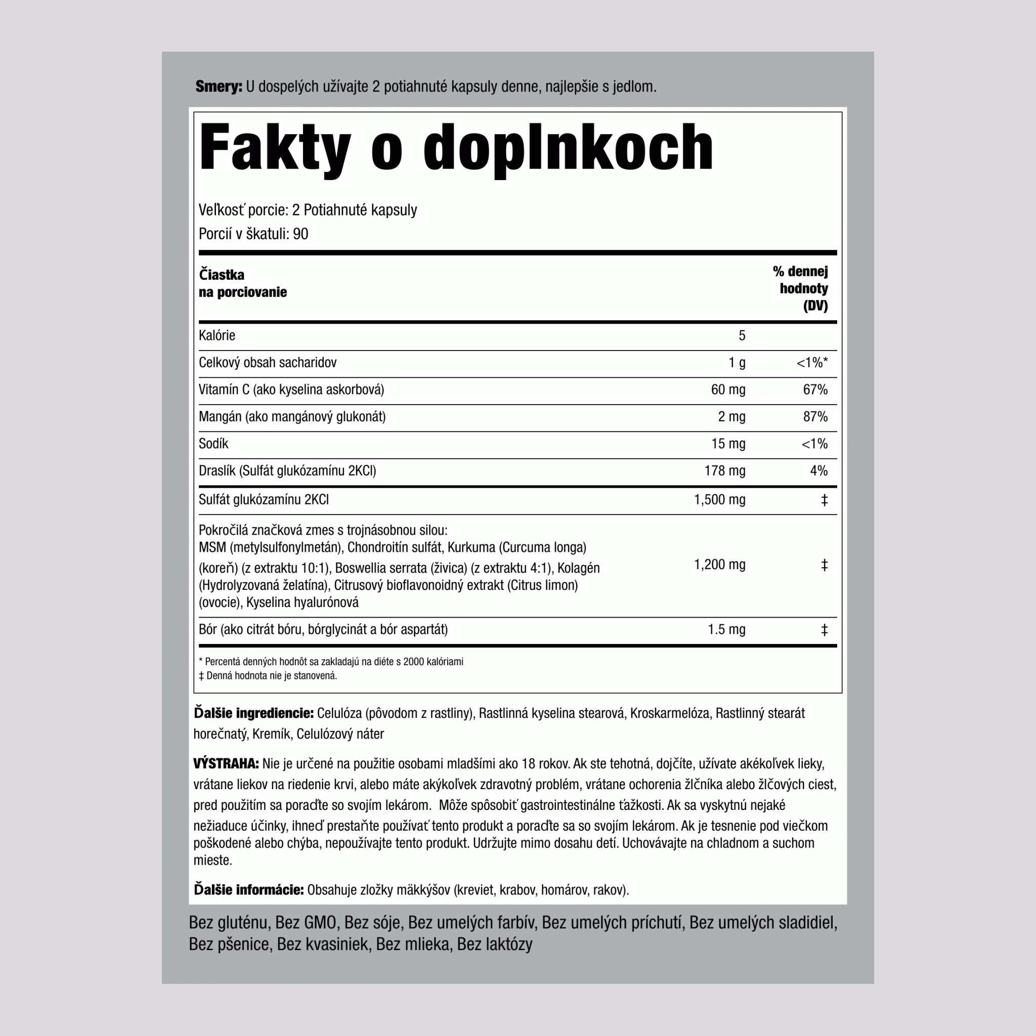 Rozšírená trojitá sila glukozamín chondroitín MSM Plus Kurkuma 180 Potiahnuté kapsuly       