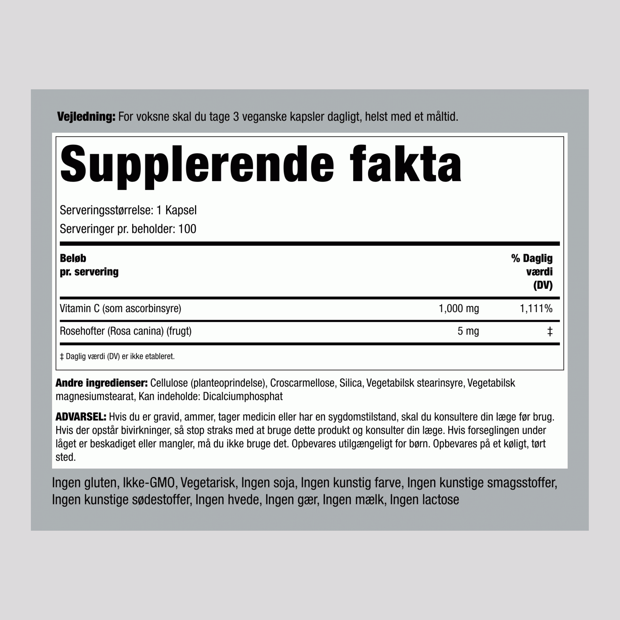 C-vitamin 1000 mg med hyben, 100 tabletter