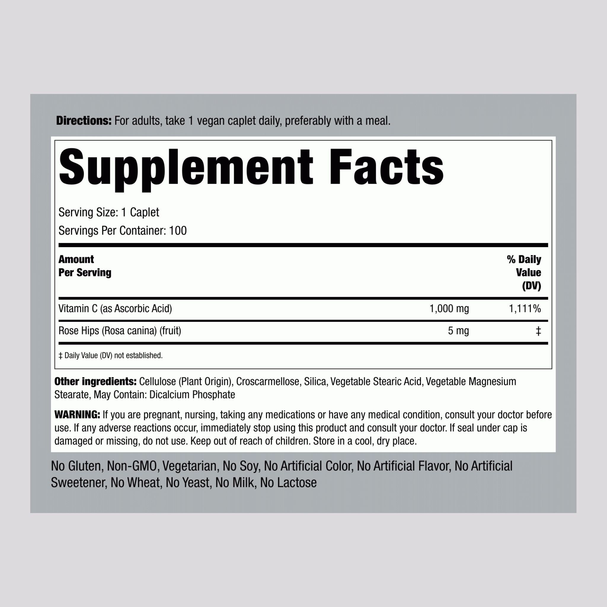 維他命C 1000毫克含玫瑰果，100片