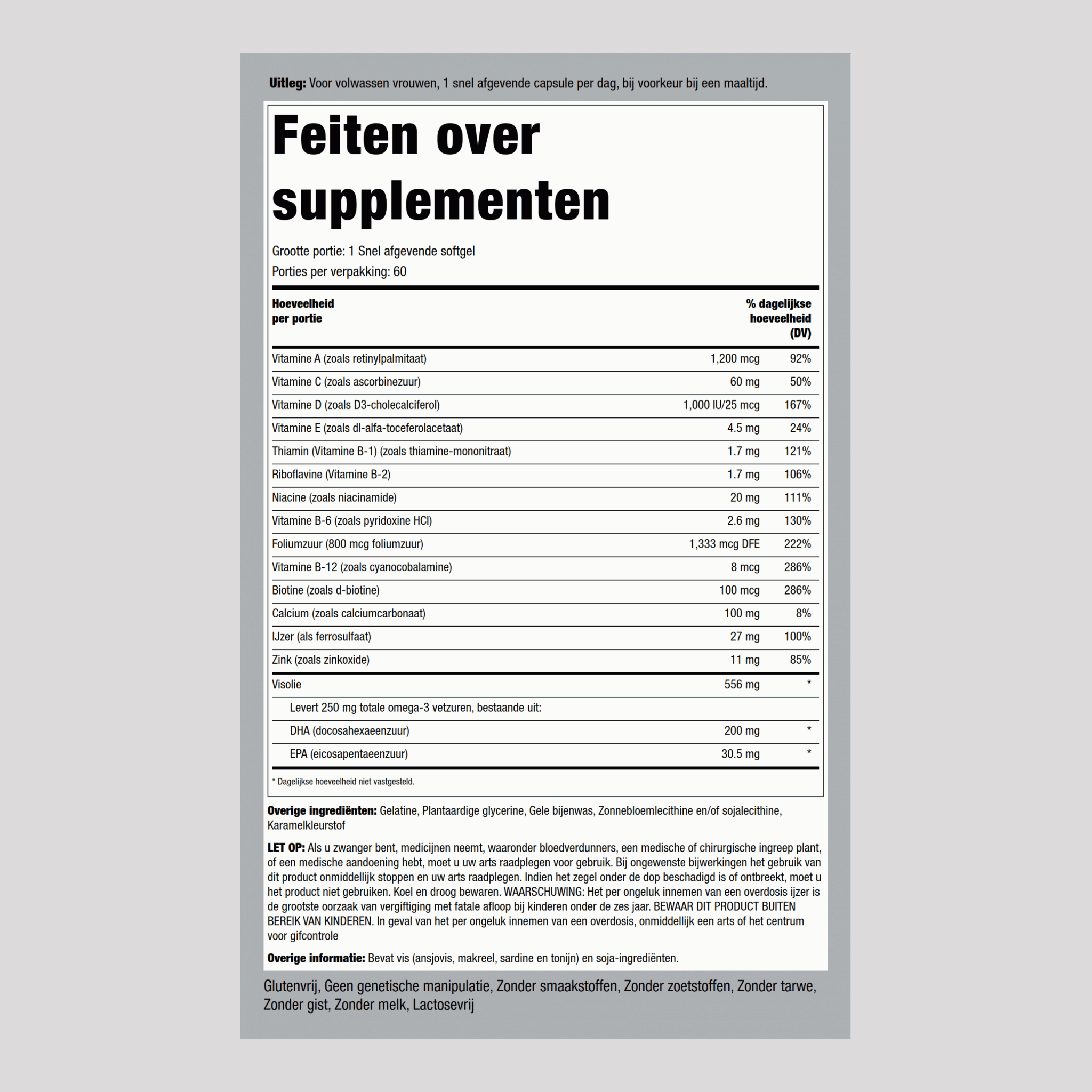 Multi-vitamines prénatales avec ADH,  60 Capsules molles à libération rapide 2 Bouteilles