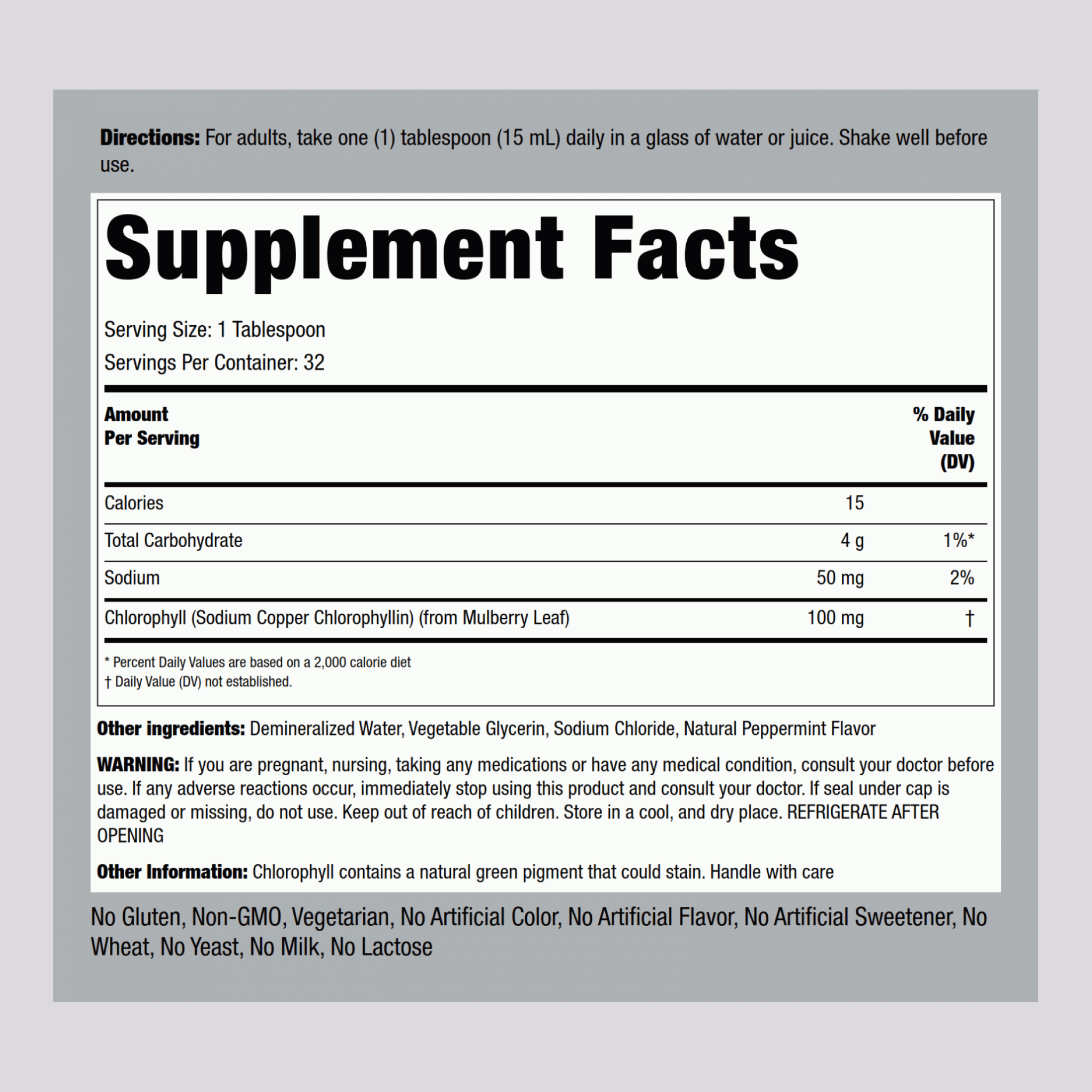 液體葉綠素 16 fl oz 473 毫升 酒瓶    