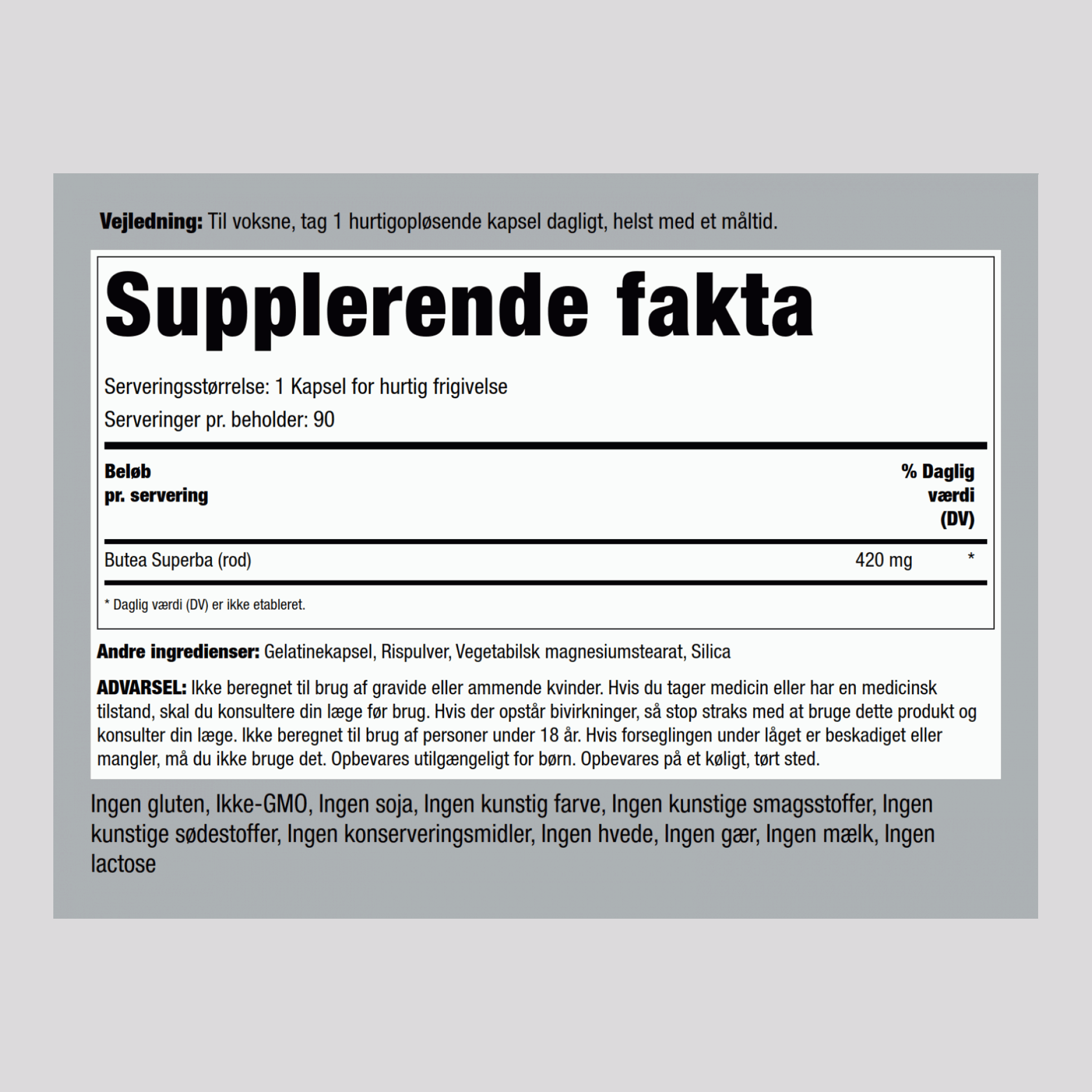Butea Superba  420 mg 90 Kapsler for hurtig frigivelse     