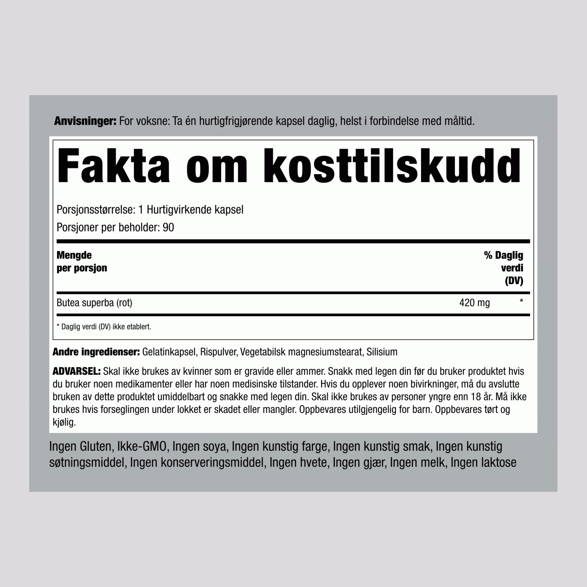 Butea superba  420 mg 90 Hurtigvirkende kapsler     