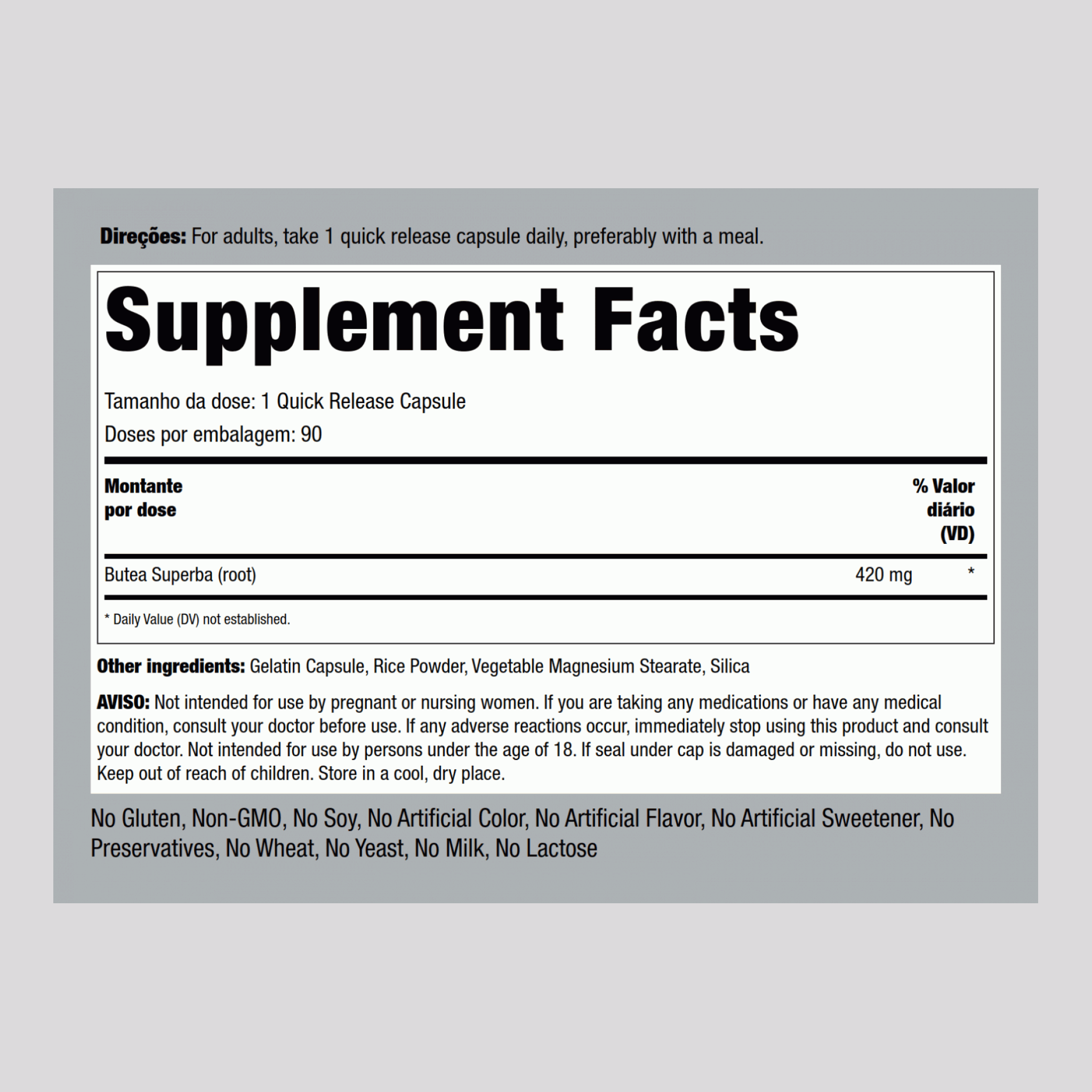 Butea Superba  420 mg 90 Cápsulas de Rápida Absorção     