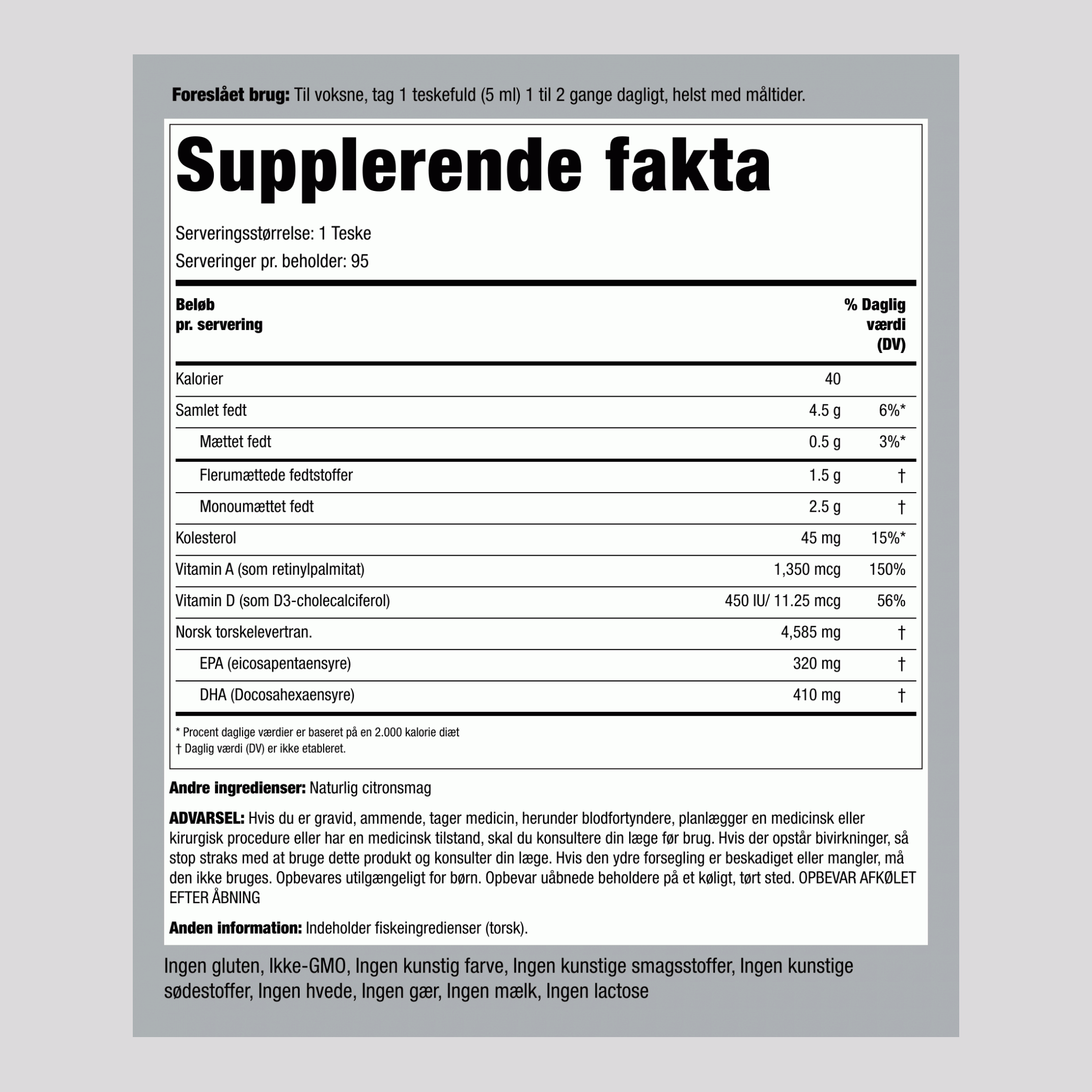 Engelvaer norsk levertran (citronsmag) 16 fl oz 473 ml Flaske 3 Flasker 