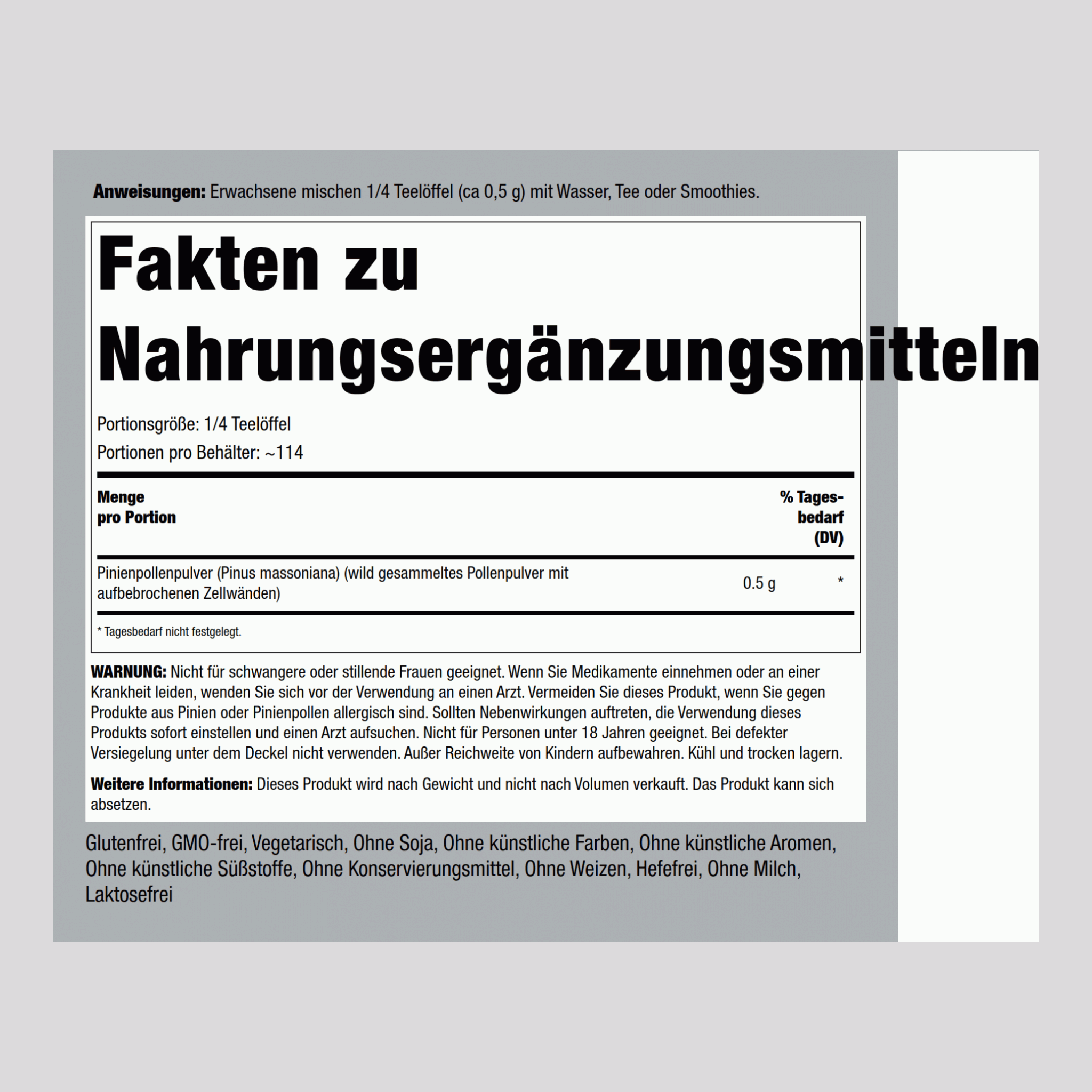 Kiefernpollenpulver, wild geerntet und mit aufgespaltenen Zellwänden 7 oz 198 g Flaschen 2 Flaschen  