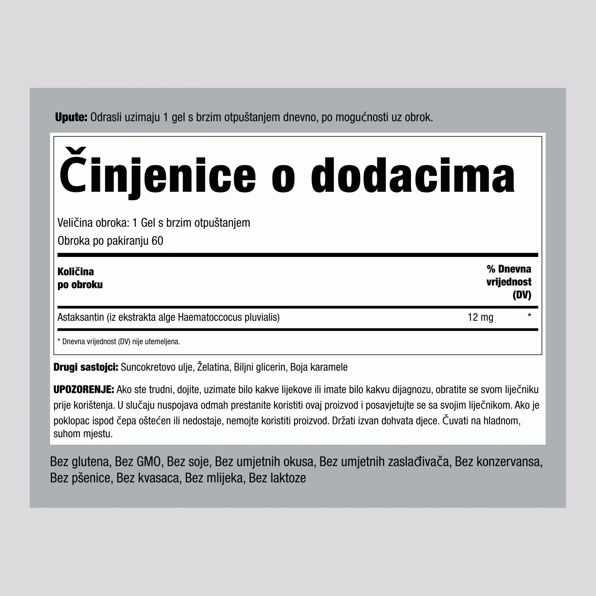 Astaxanthin 12 mg 60 Gelovi s brzim otpuštanjem     