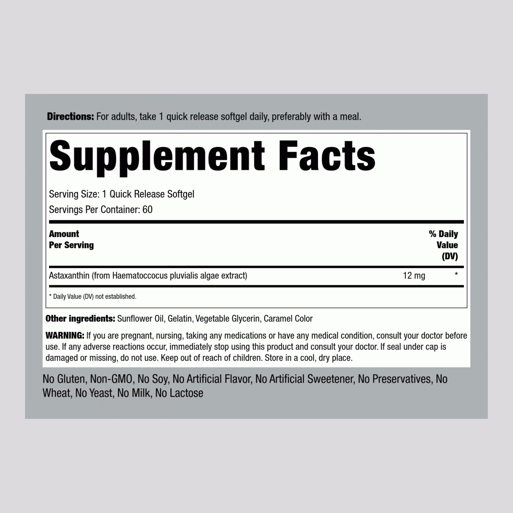 Astaxanthin, 12 mg, 60 Quick Release Softgels