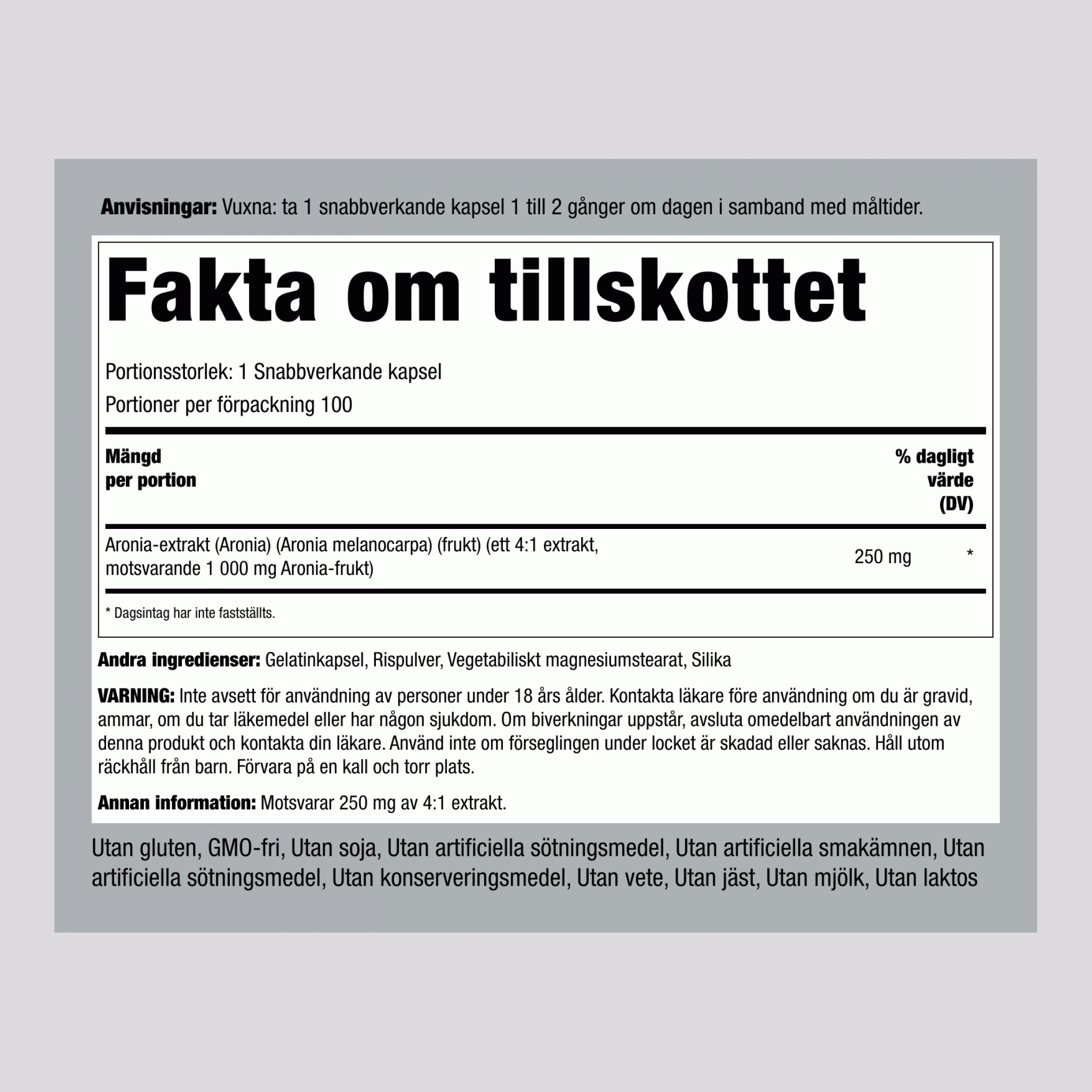 Aronija ,  1000 mg 100 Kapsule s hitrim sproščanjem 2 Steklenice