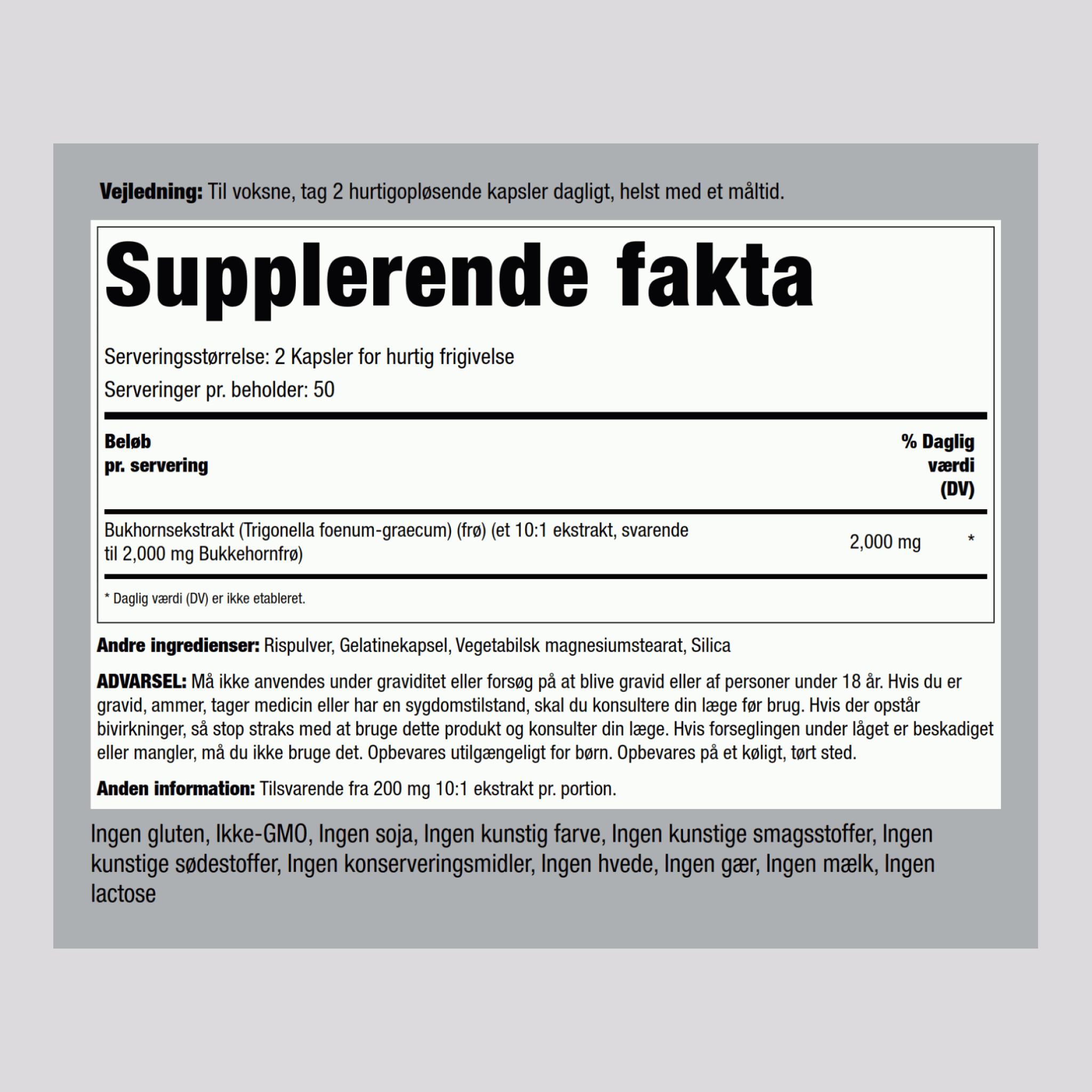 Fenugreek, 2000 mg (per serving), 100 Quick Release Capsules, 2  Bottles