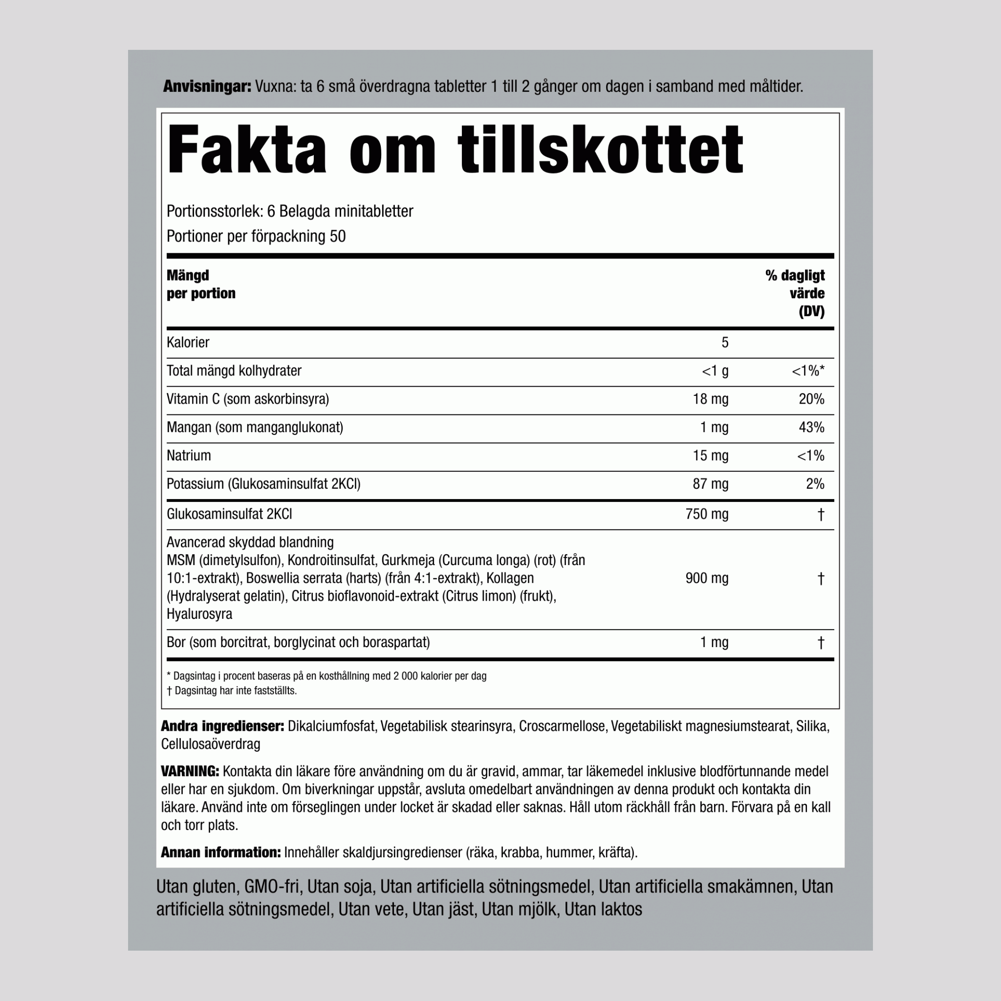 Napredna formula glukozamina, hondroitina in minerala MSM Plus v mini tabletah,  300 Majhne filmsko obložene tablete 2 Steklenice