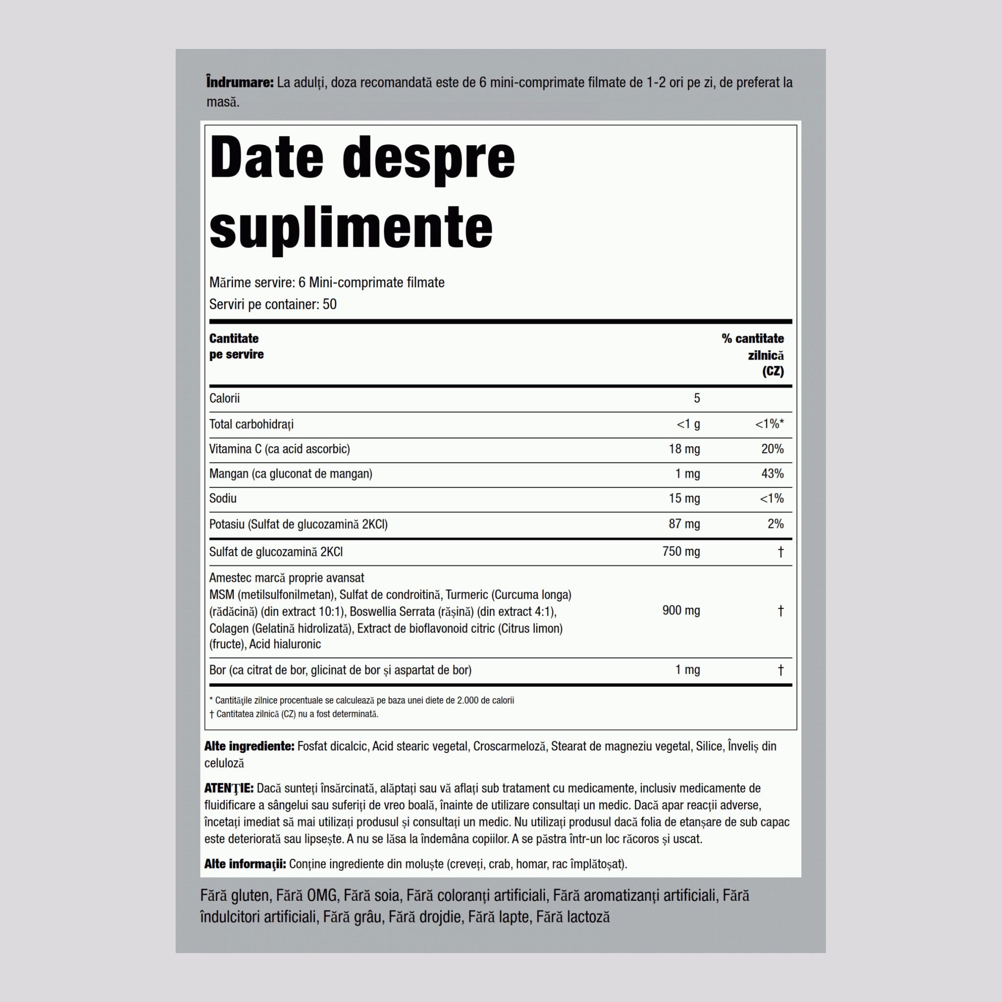 Mini comprimés de Glucosamine Chondroitine MSM Plus,  300 Mini comprimés enrobés 2 Bouteilles