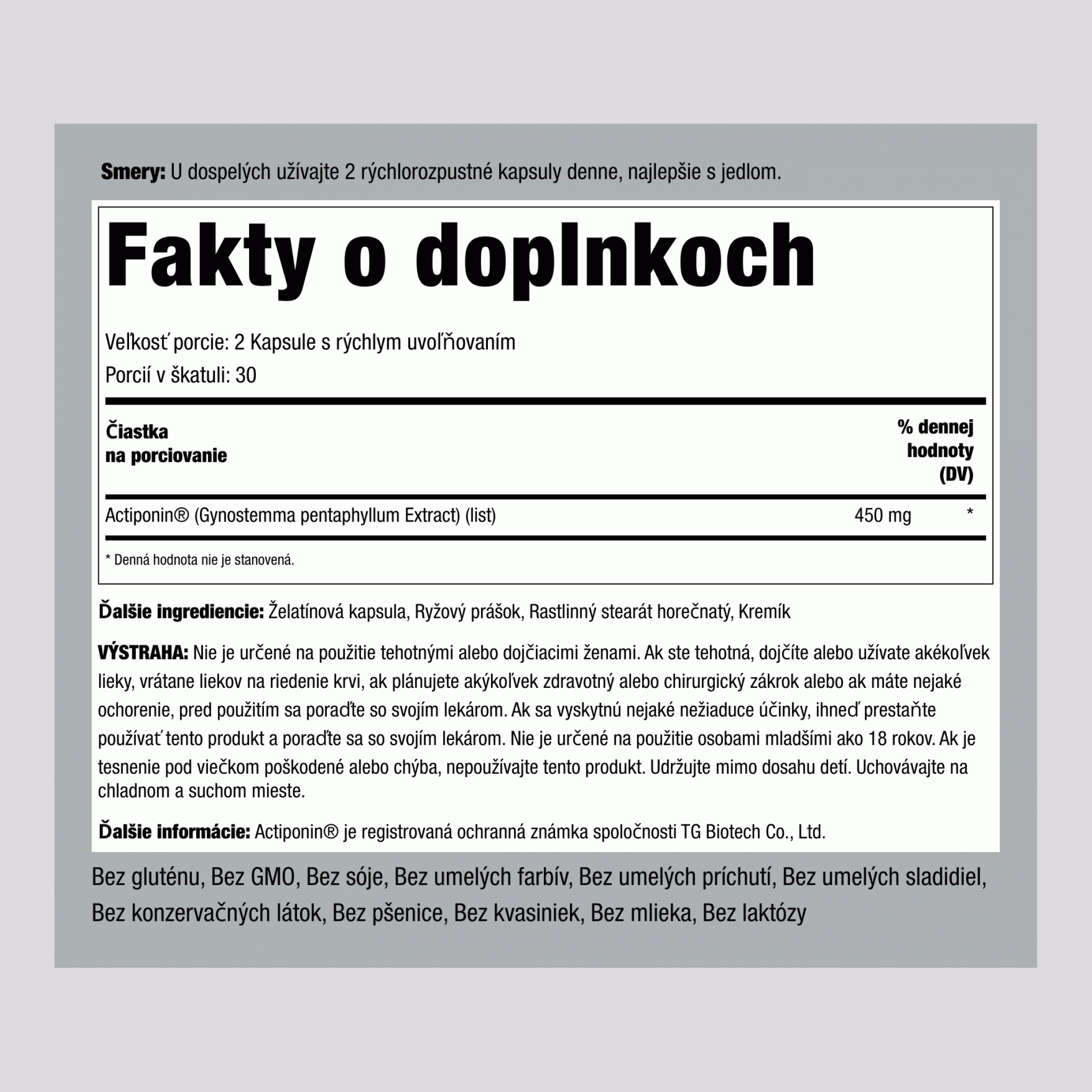 Aktivátor AMPK (Aktiponín) 450 mg (v jednej dávke) 60 Kapsule s rýchlym uvoľňovaním     