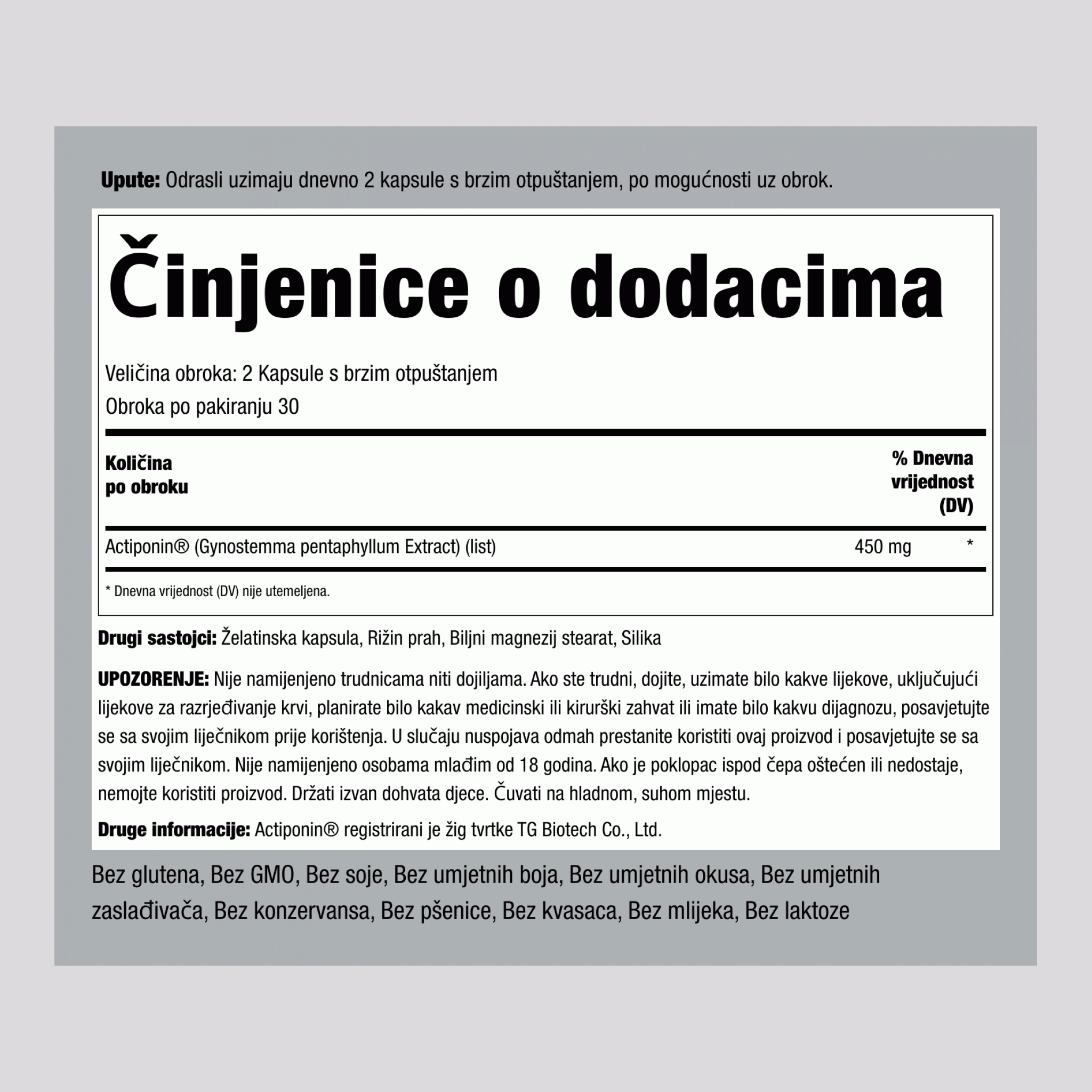 AMPK aktivator (Actiponin) 450 mg (po obroku) 60 Kapsule s brzim otpuštanjem 2 Boce   