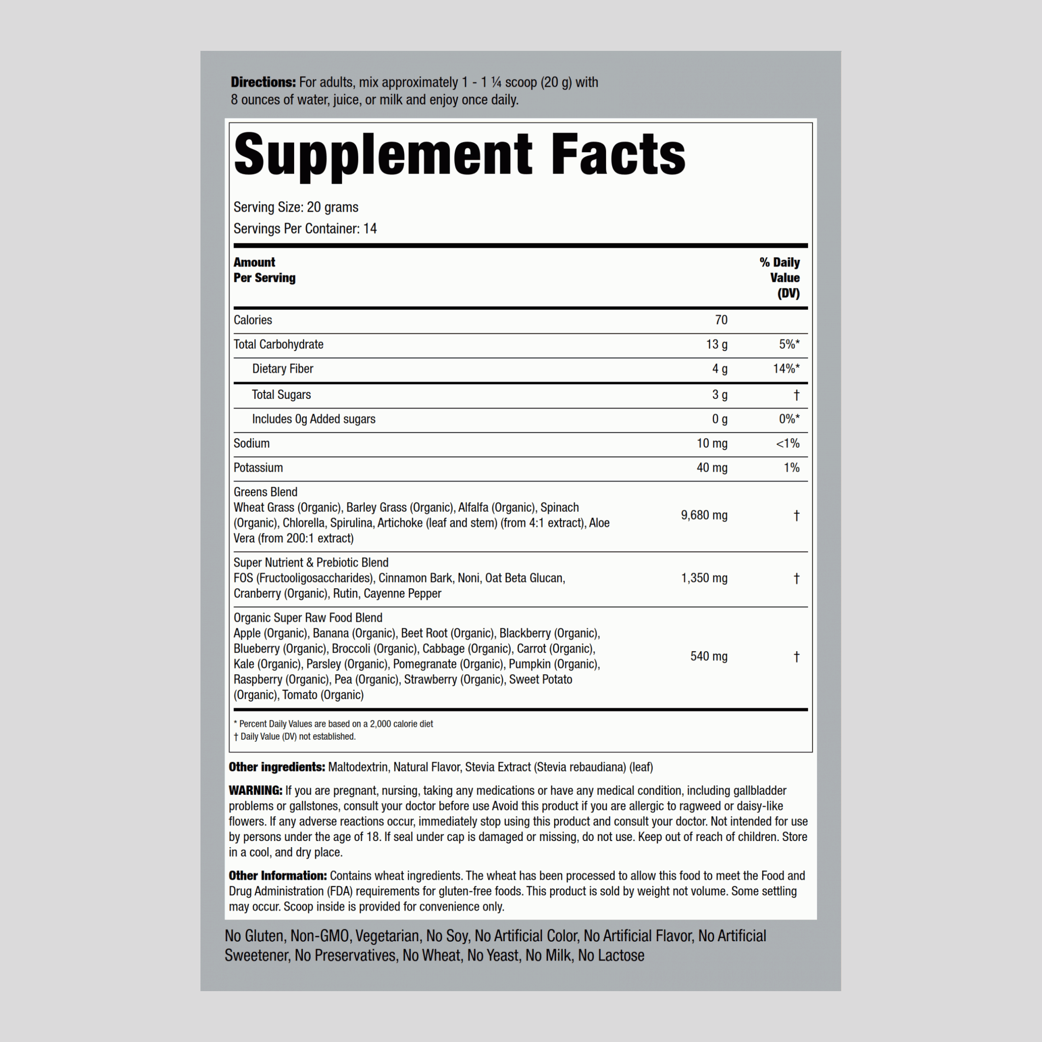 Daily Super Greens Powder, 9.88 oz (280 g) Bottle, 2  Bottles