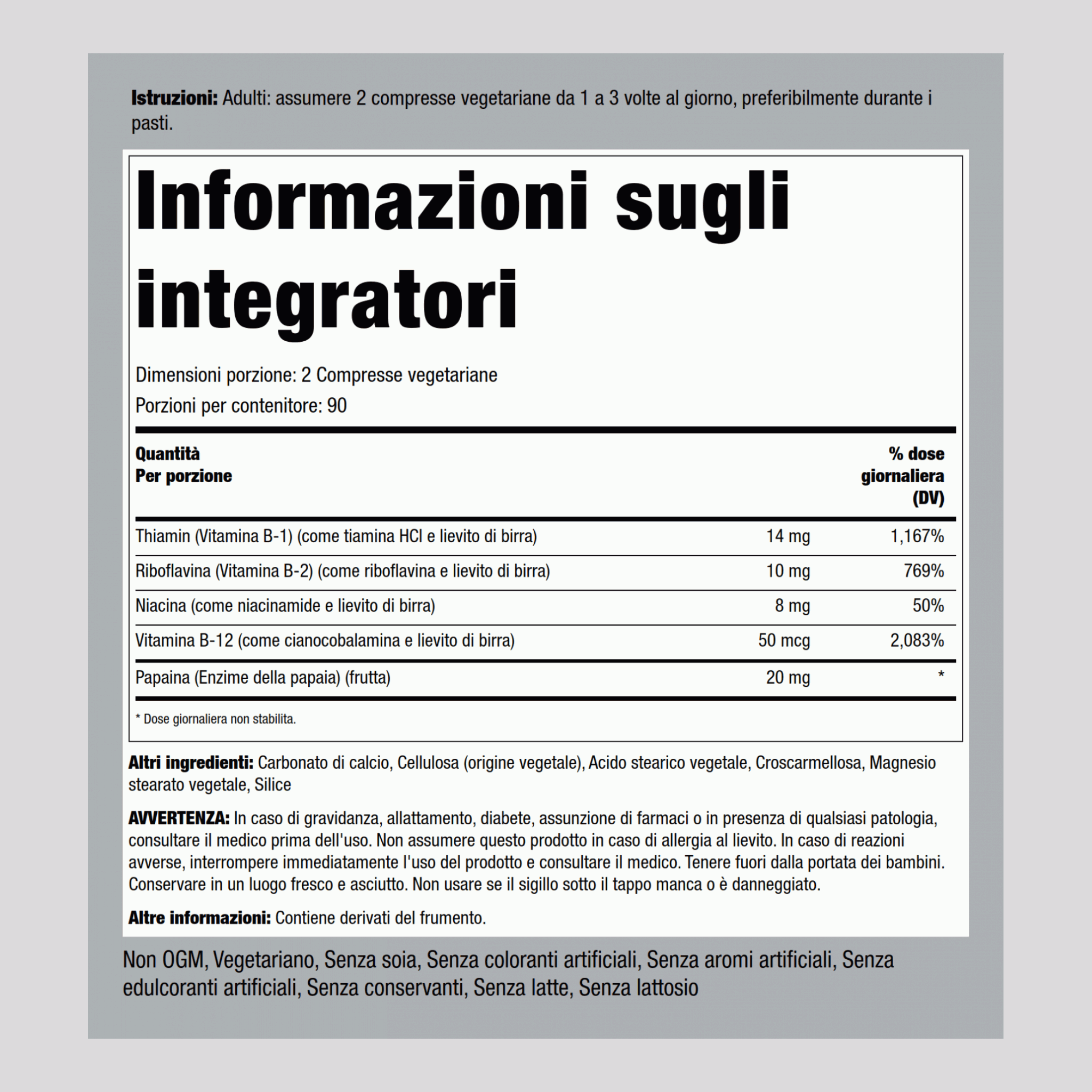 Complesso B più vitamina B-12 180 Compresse       