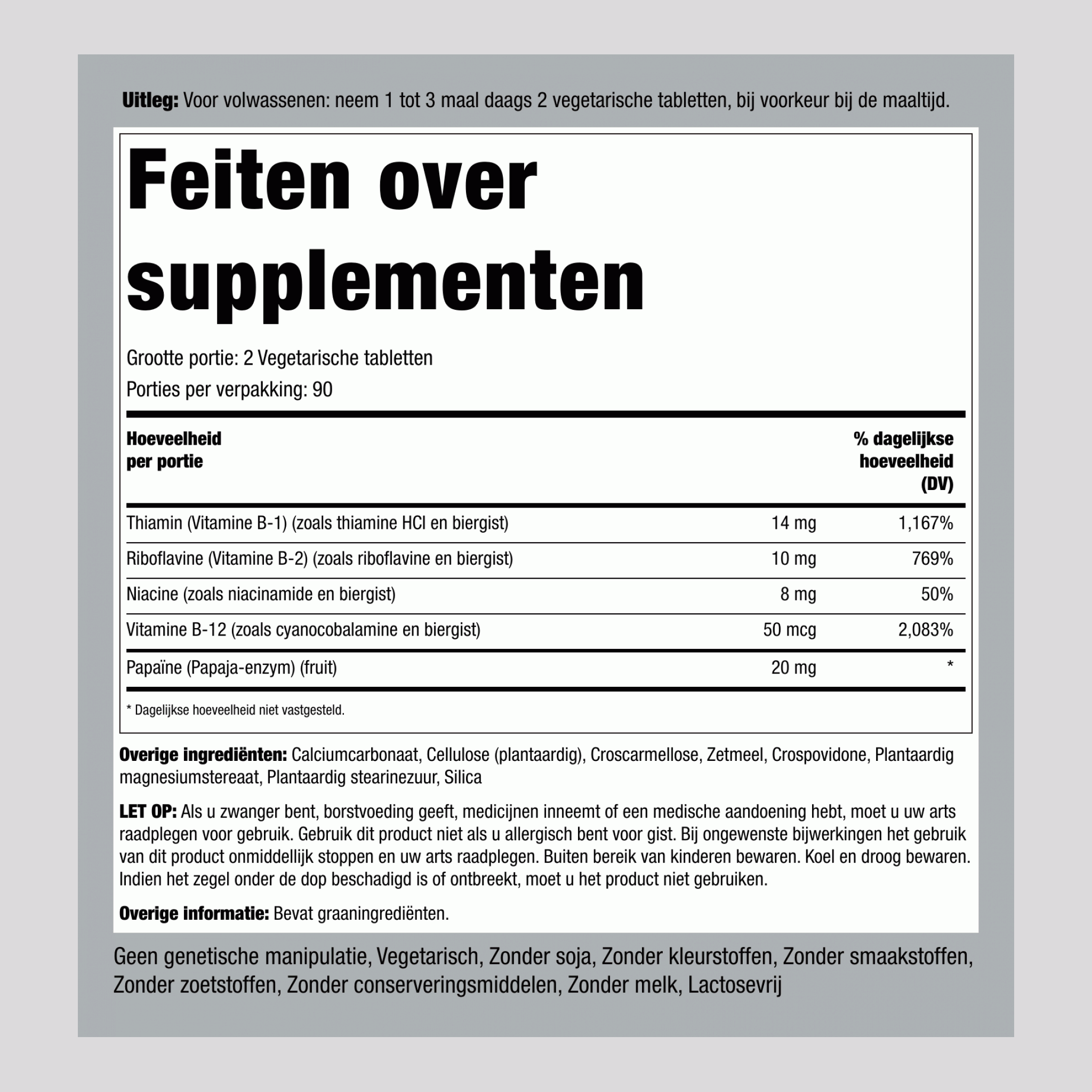 B-complex plus vitamine B-12,  180 Tabletten 2 Flessen