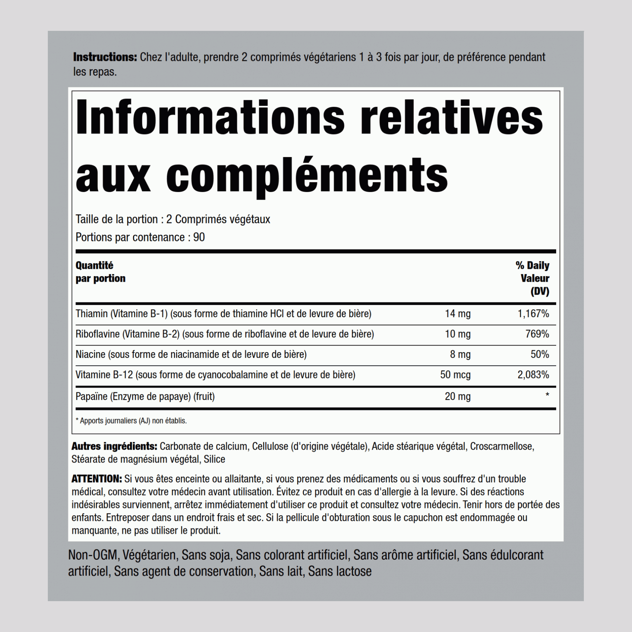 Complexe B plus Vitamine B-12,  180 Comprimés 2 Bouteilles