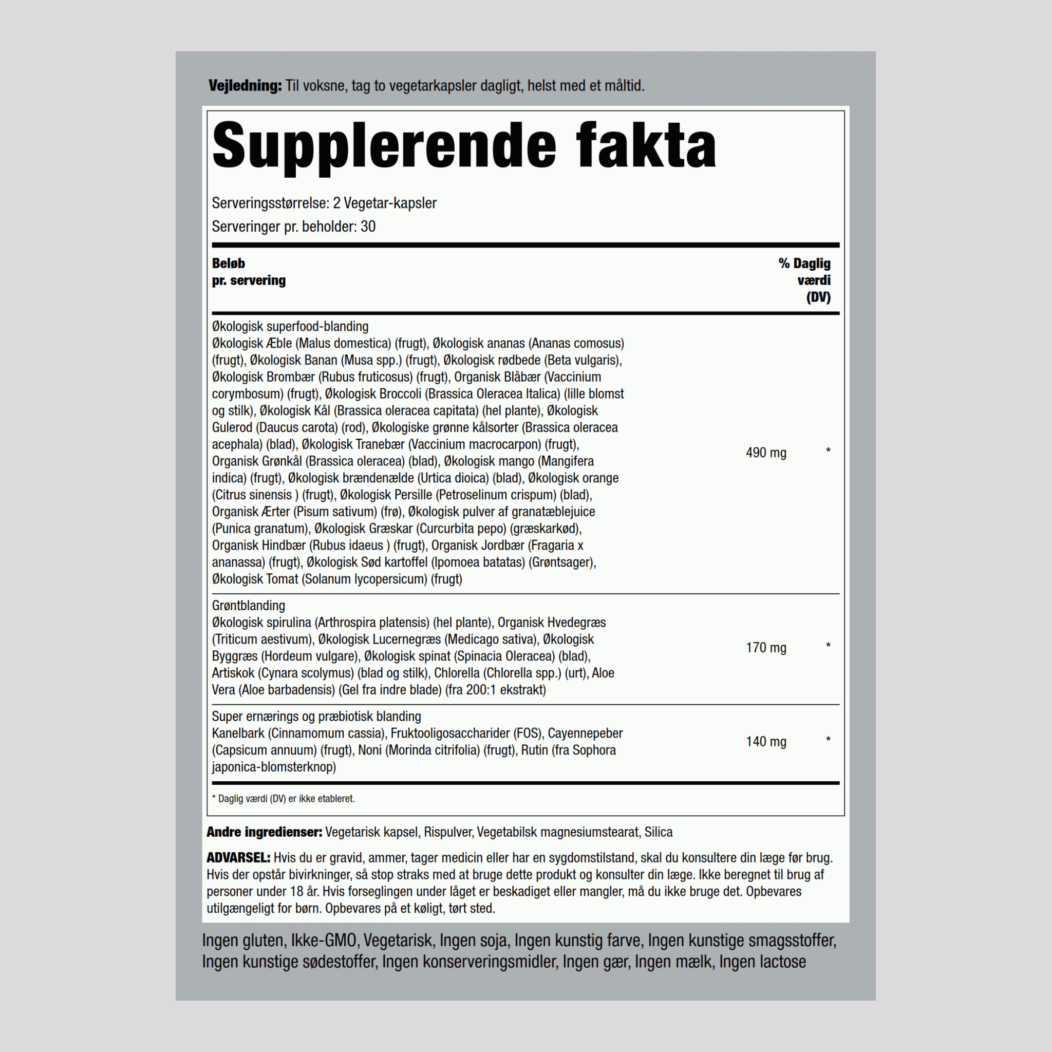 Super frugt- og grøntsagskapsler 60 Vegetar-kapsler       