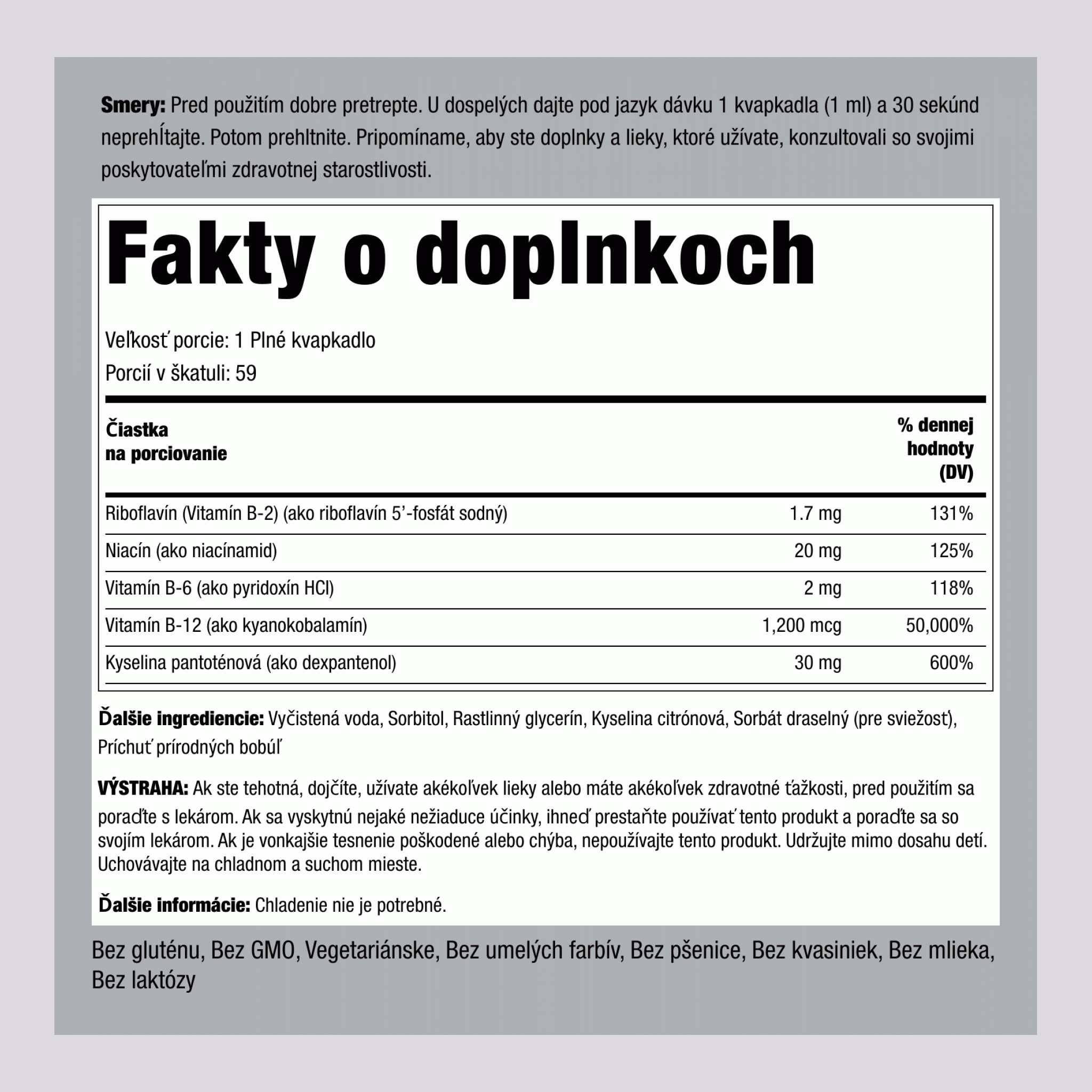 Tekutý B-12 s b-komplexom 1200 mcg 2 fl oz (59 ml), Fľaša na kvapkadlo 4 Fľaše  