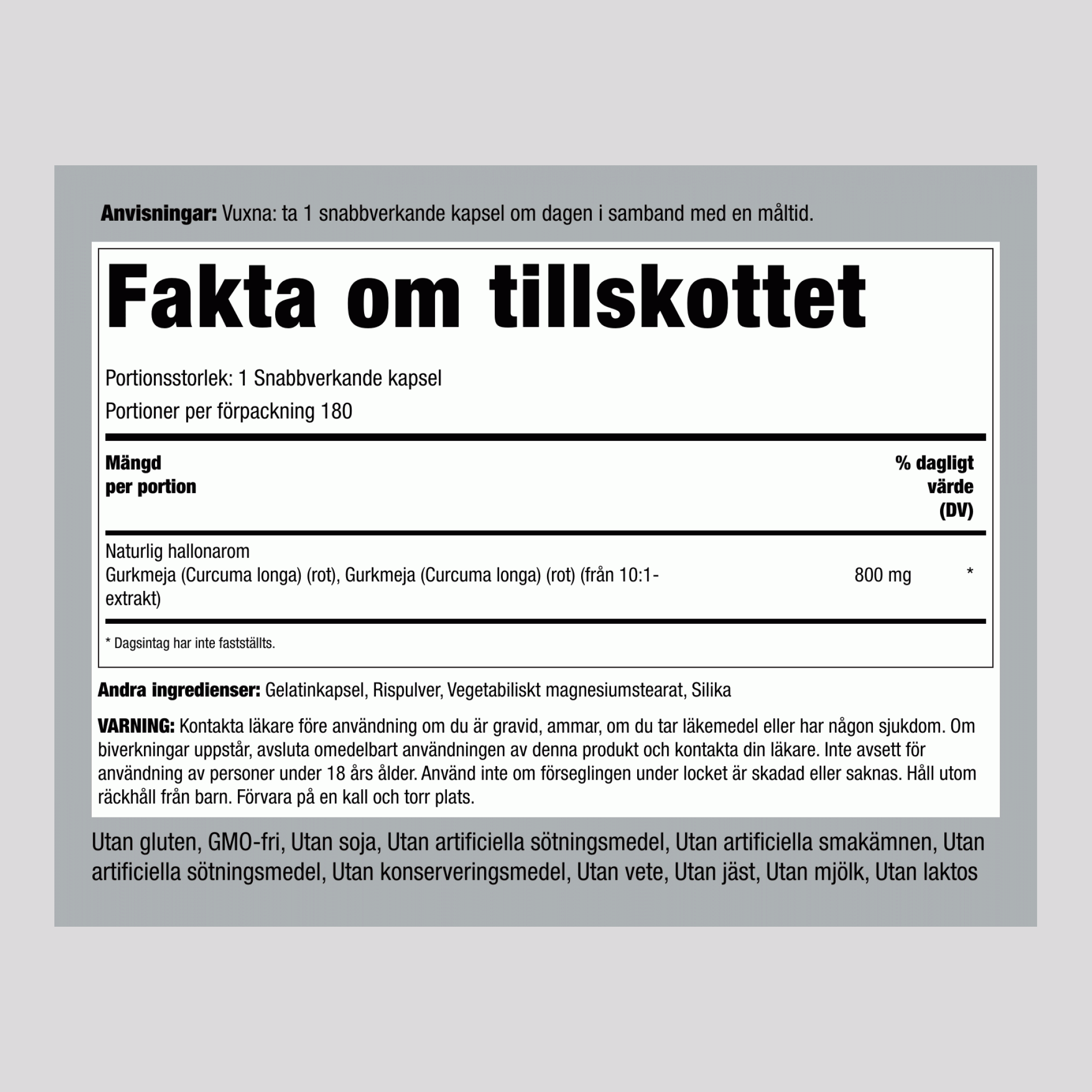 Kompleks kurkumina 800 mg 180 Kapsule s hitrim sproščanjem 2 Steklenice    