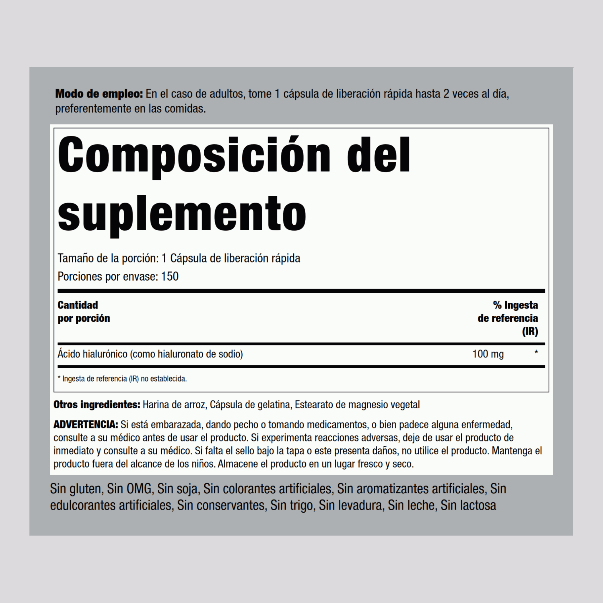 Acide Hyaluronique Articulations H,  100 mg 150 Gélules à libération rapide 2 Bouteilles