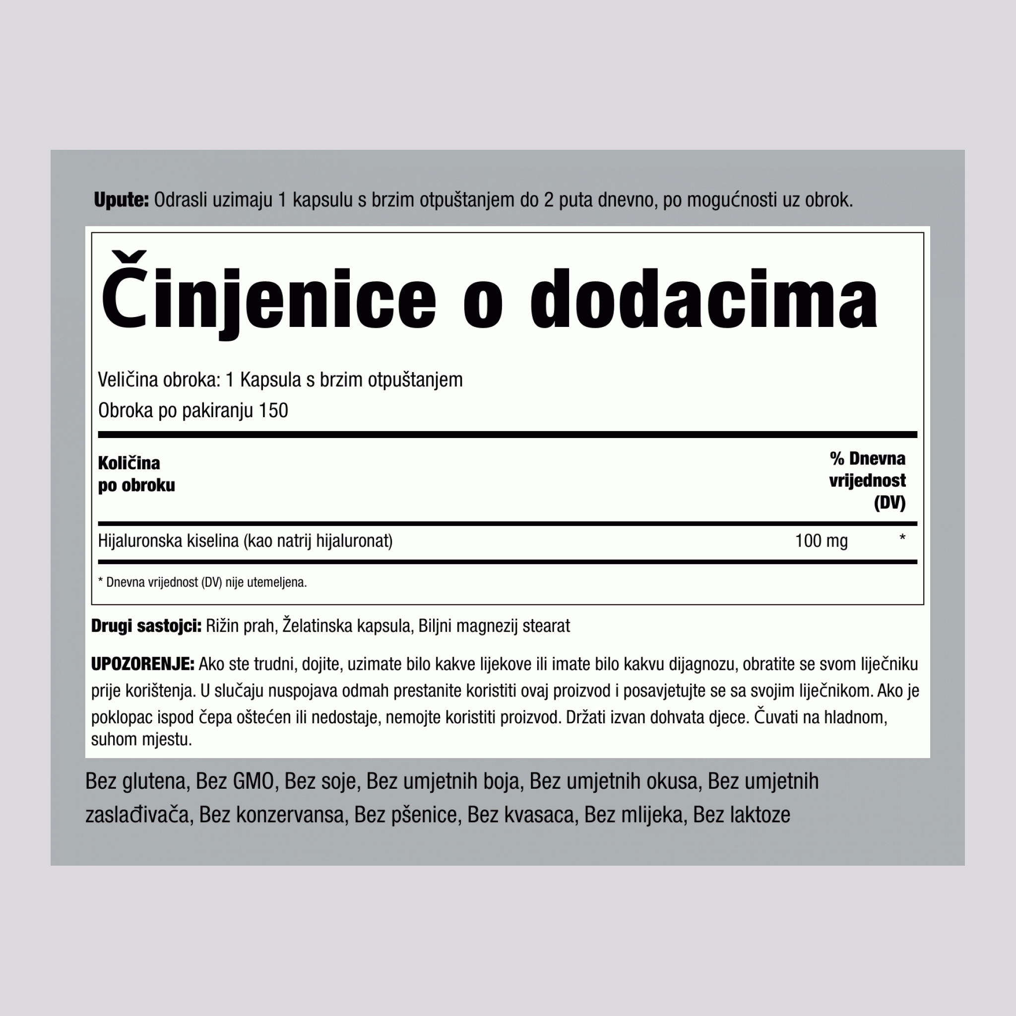 Acide Hyaluronique Articulations H,  100 mg 150 Gélules à libération rapide 2 Bouteilles