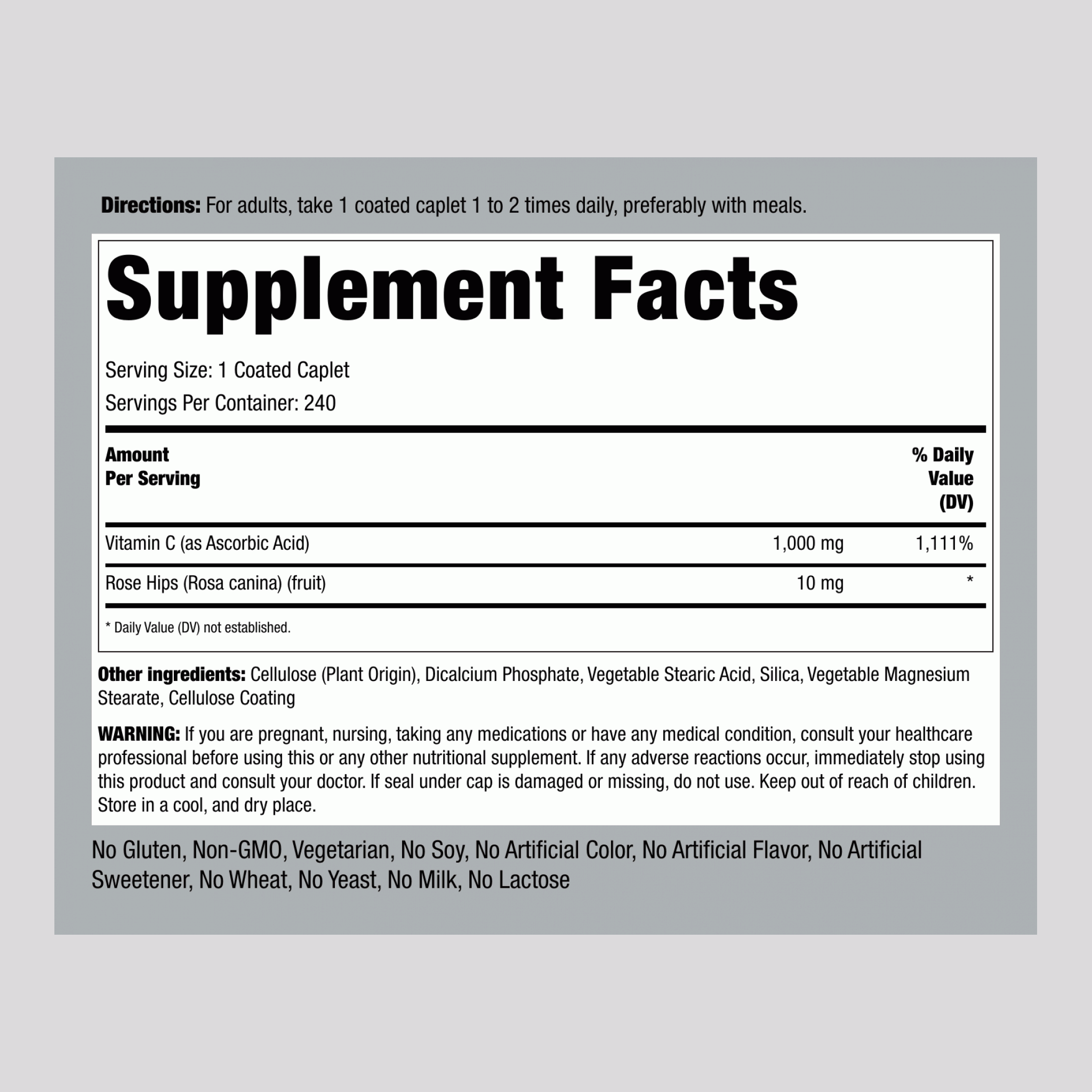 維生素C 1000  mg / 生物類黃酮 & 玫瑰果緩釋片劑 240 衣膜錠 2 瓶子      