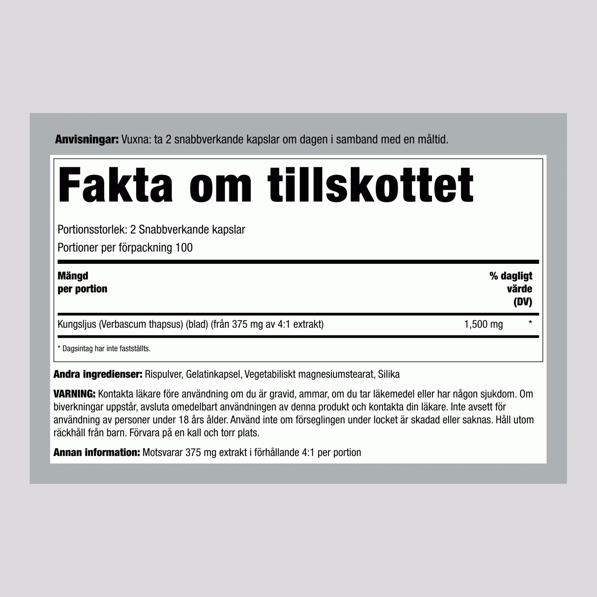 List muleina ,  1500 mg (na porcijo) 200 Kapsule s hitrim sproščanjem 2 Steklenice