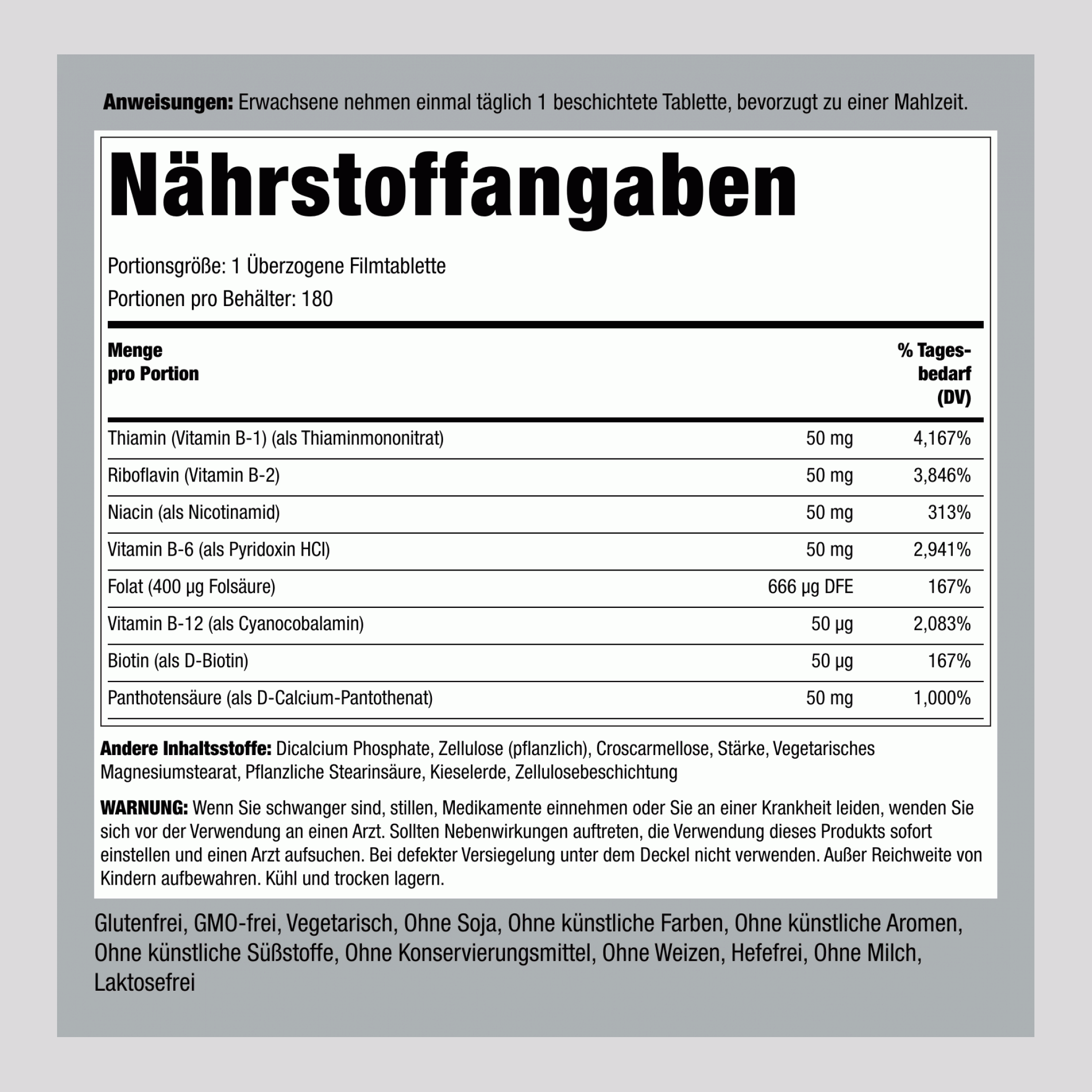 B-50-Vitamin-B-Komplex,  180 Überzogene Filmtabletten 2 Flaschen