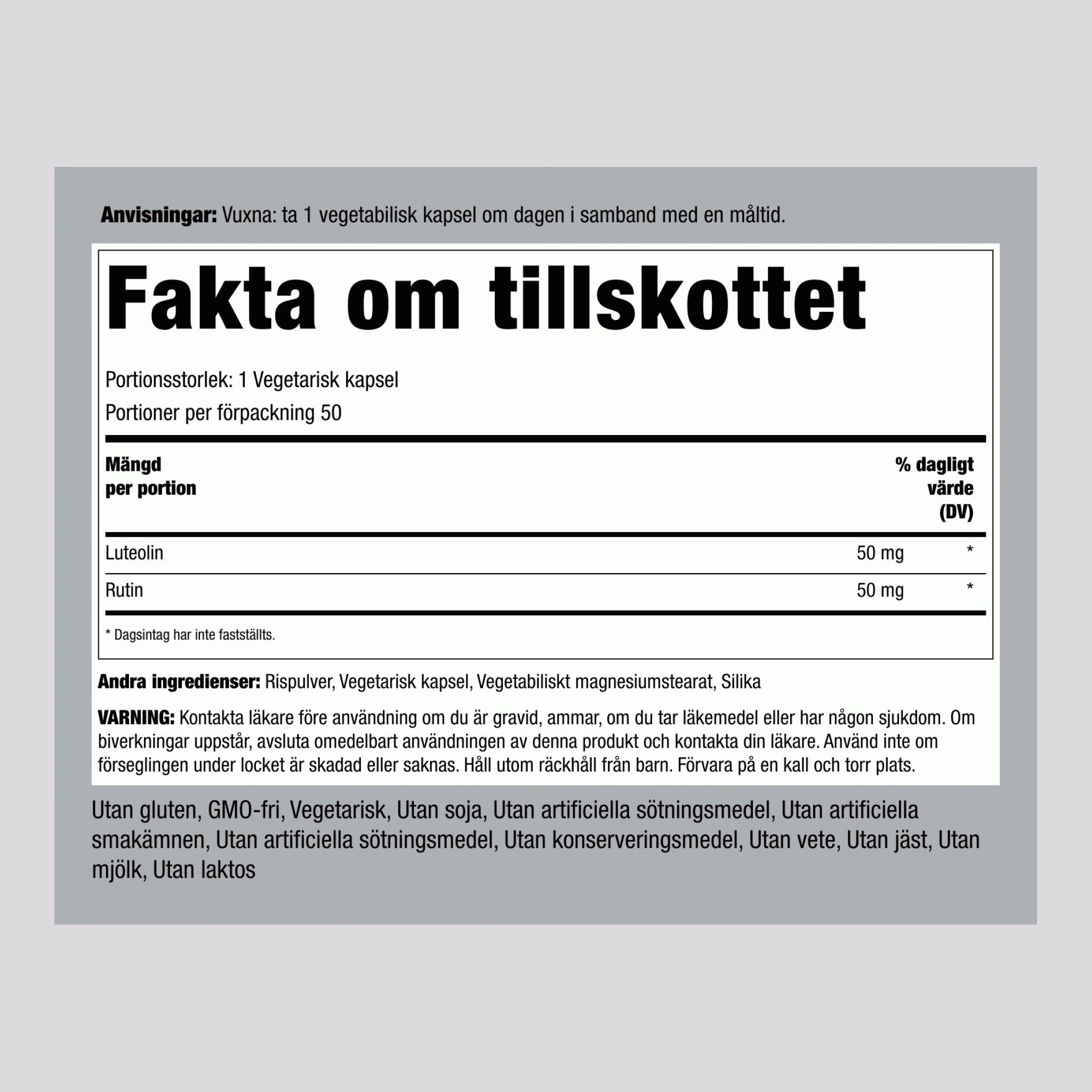 Luteolinkomplex 100 mg 50 Vegetariska kapslar     