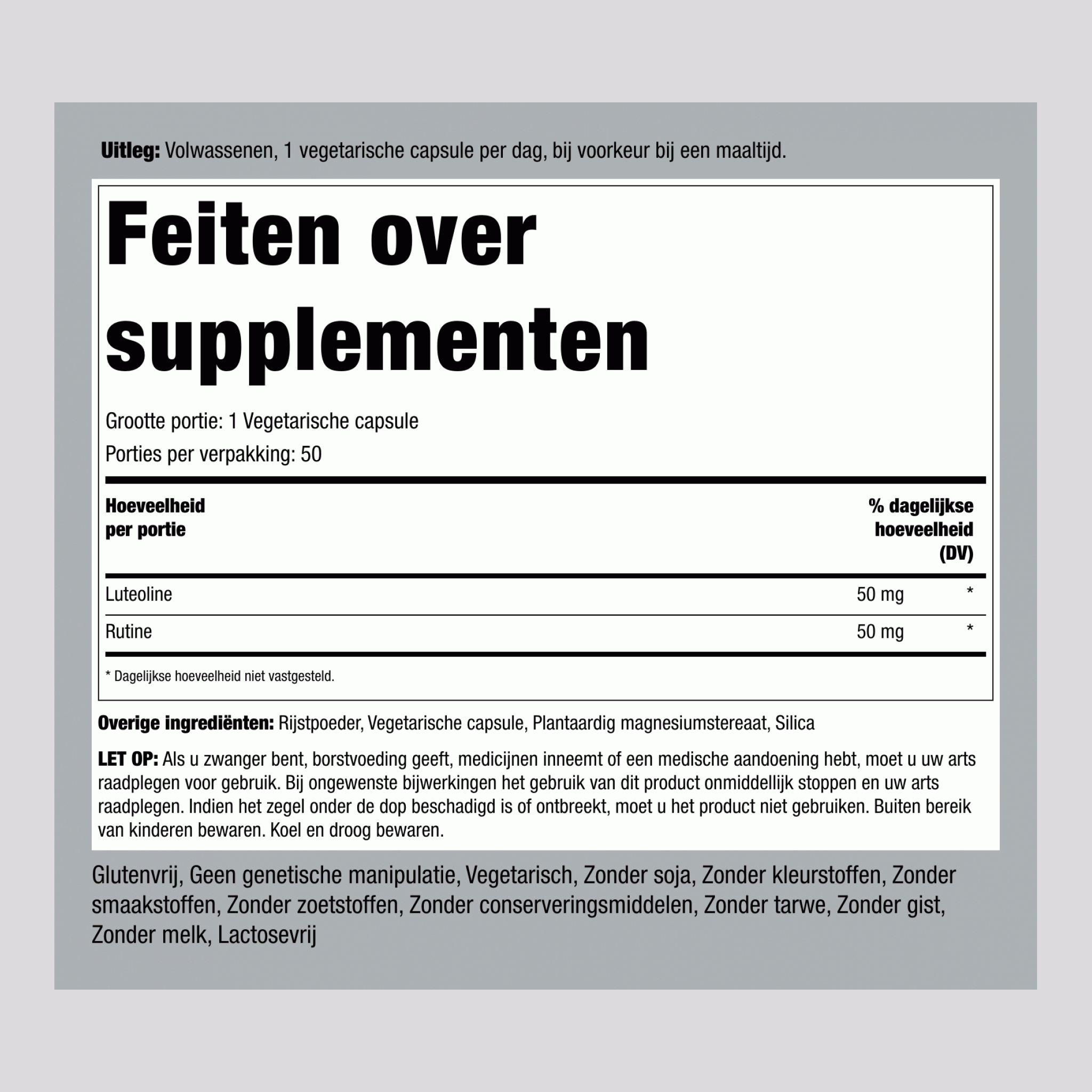 Luteoline-complex,  100 mg 50 Vegetarische capsules 2 Flessen