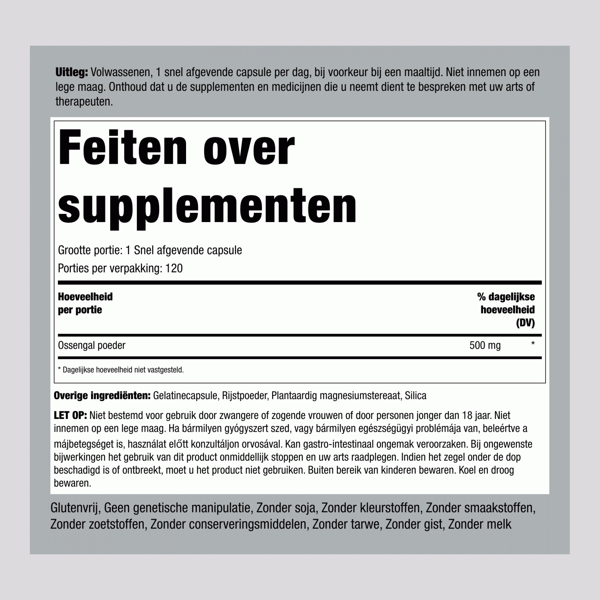 Galzouten, 500 mg (per portie), 120 Snel Uiteenvallende Capsules