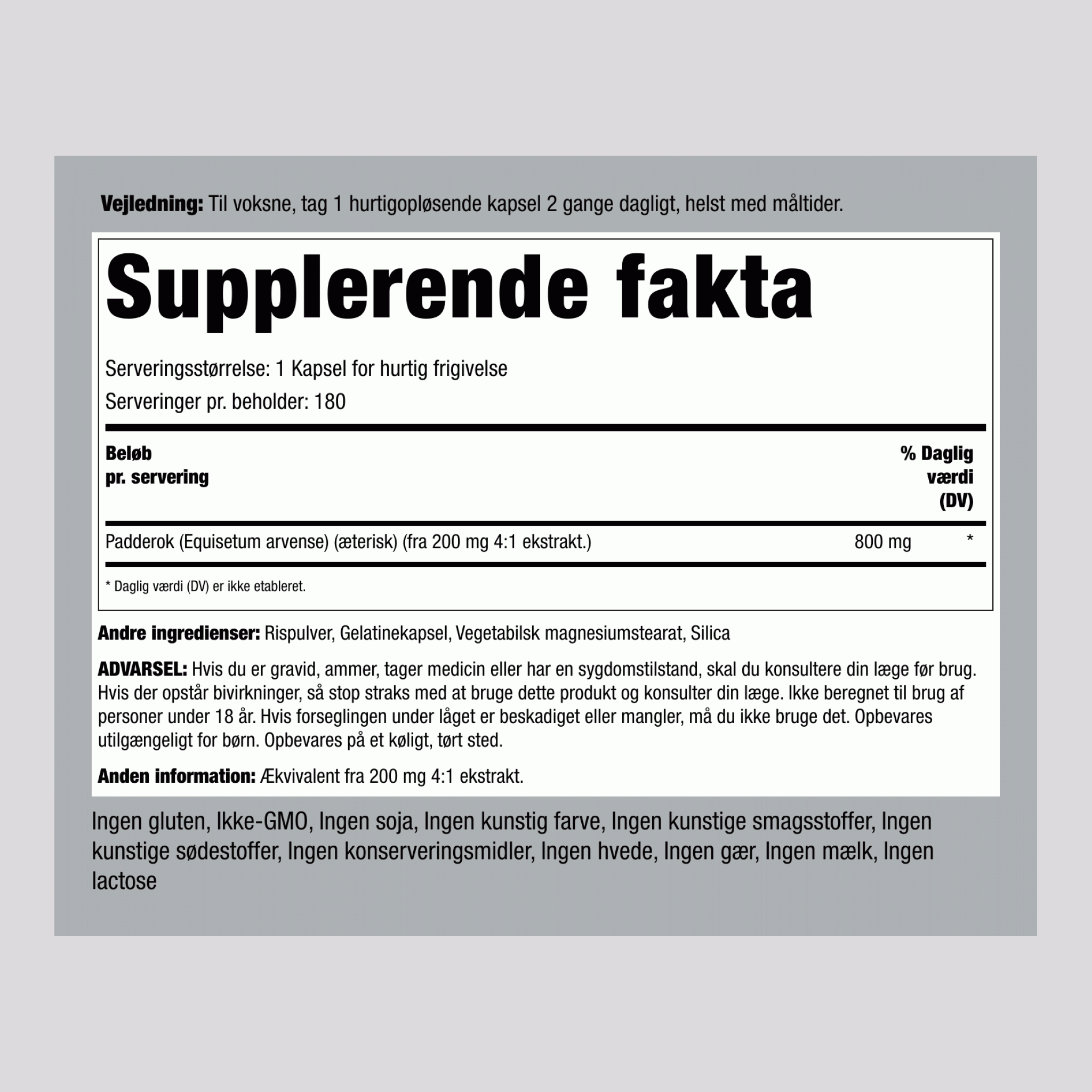 Padderokke ,  800 mg 180 Kapsler for hurtig frigivelse 2 Flasker