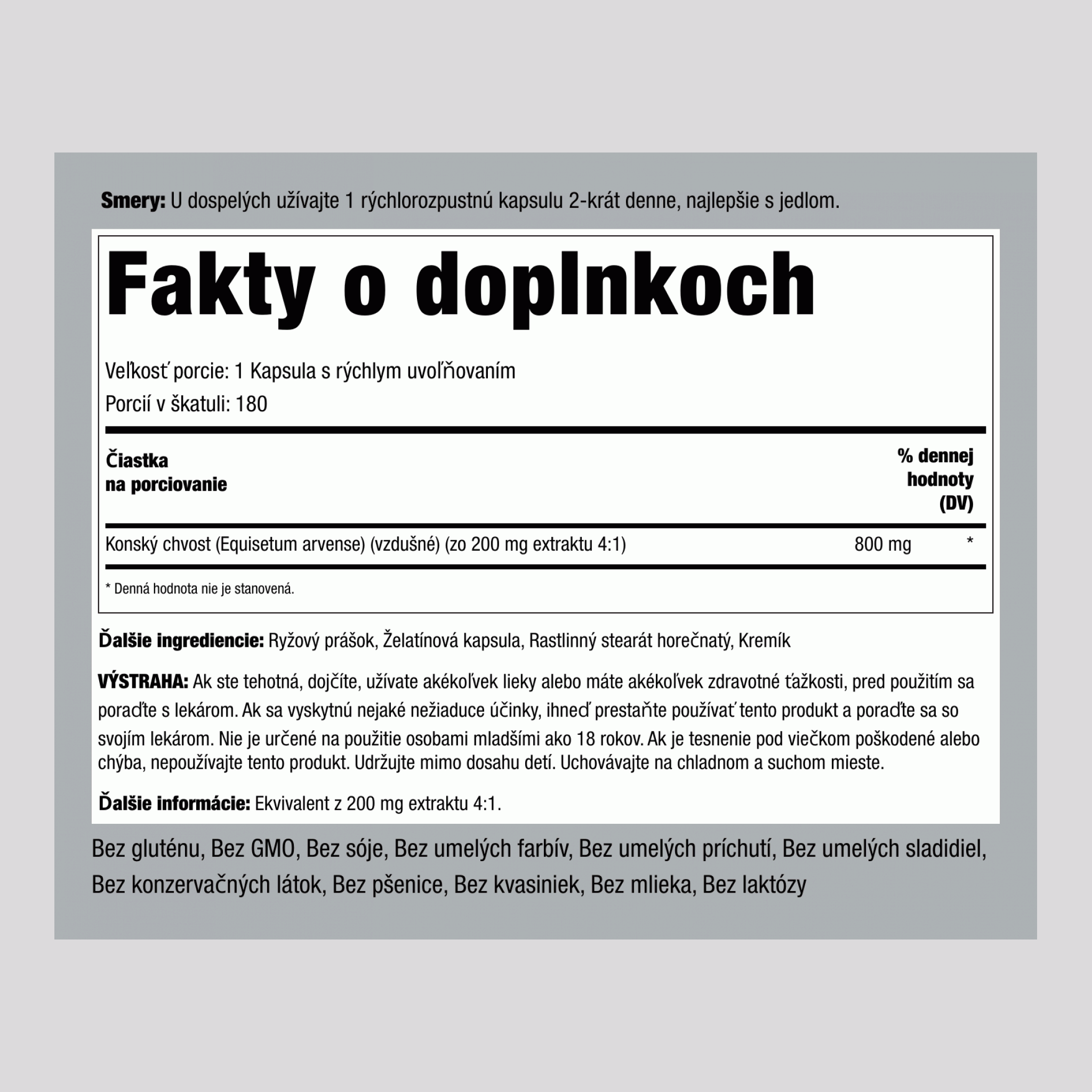 Praslička ,  800 mg 180 Kapsule s rýchlym uvoľňovaním 2 Fľaše